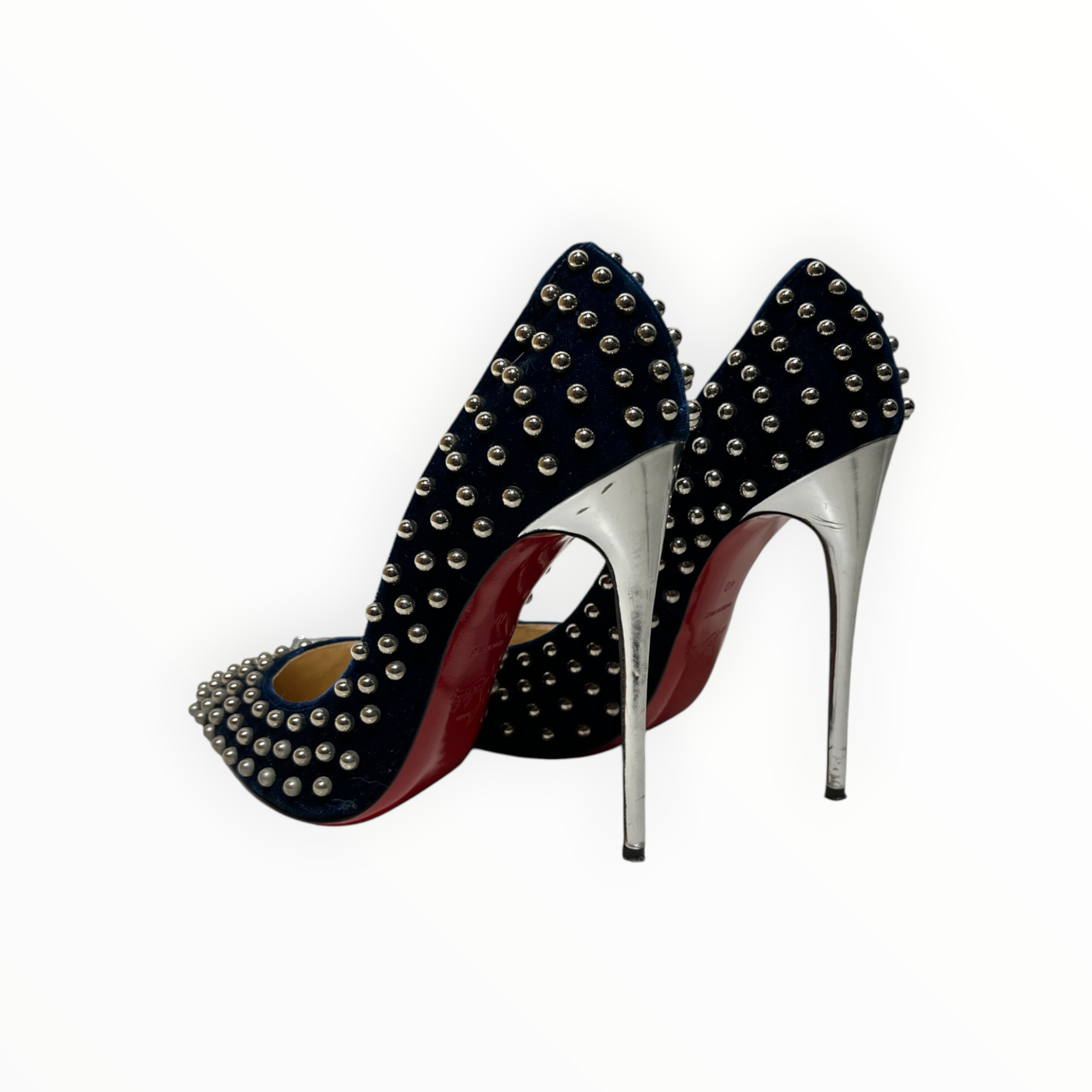 Christian Louboutin/Heels/EU 40/NVY/VELVET SILVER BEADS view 2
