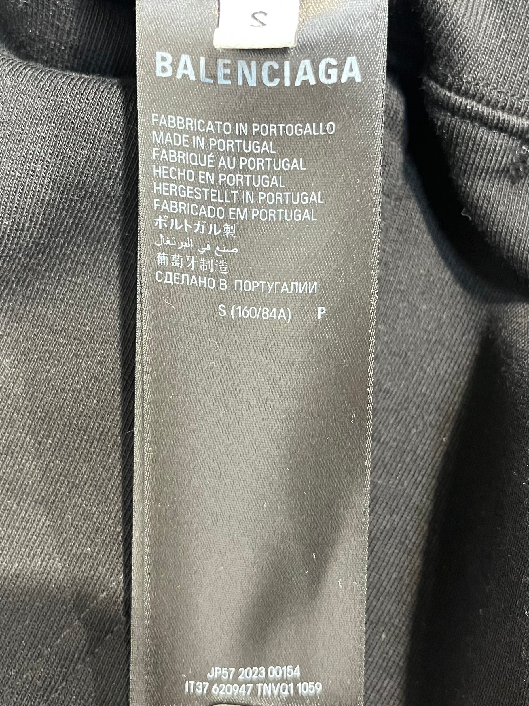 BALENCIAGA/Hoodie/S/Cotton/BLK/BLEACHED DESIGN FRONT/BACK view 4