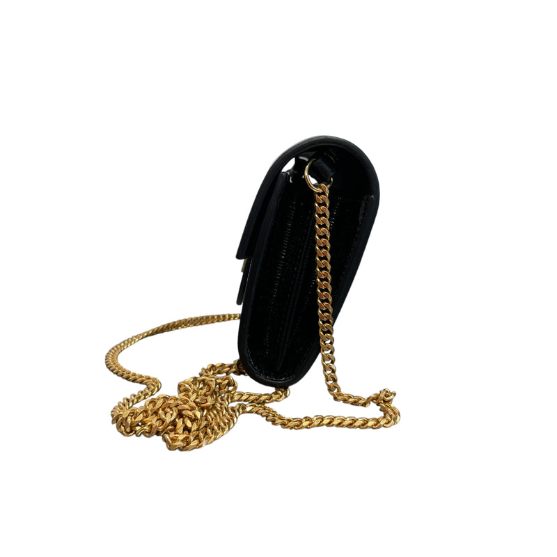 BALMAIN/Cross Body Bag/Leather/BLK/TRIFOLD PATENT CALFSKIN