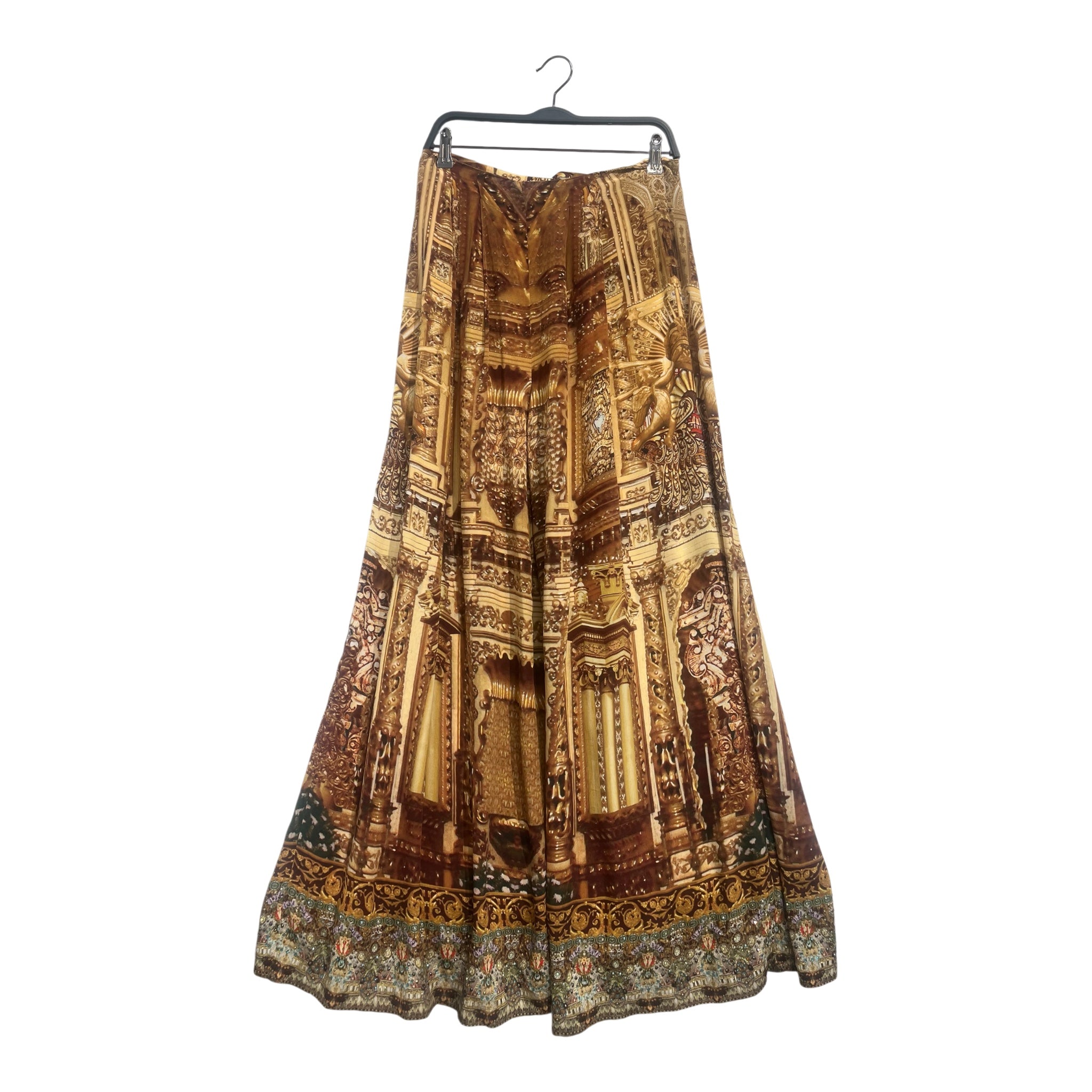 Camilla/Bottoms/2/All Over Print/Silk/GLD/High-waisted/2 PLEATS CRYSTALS BOTTOM view 1