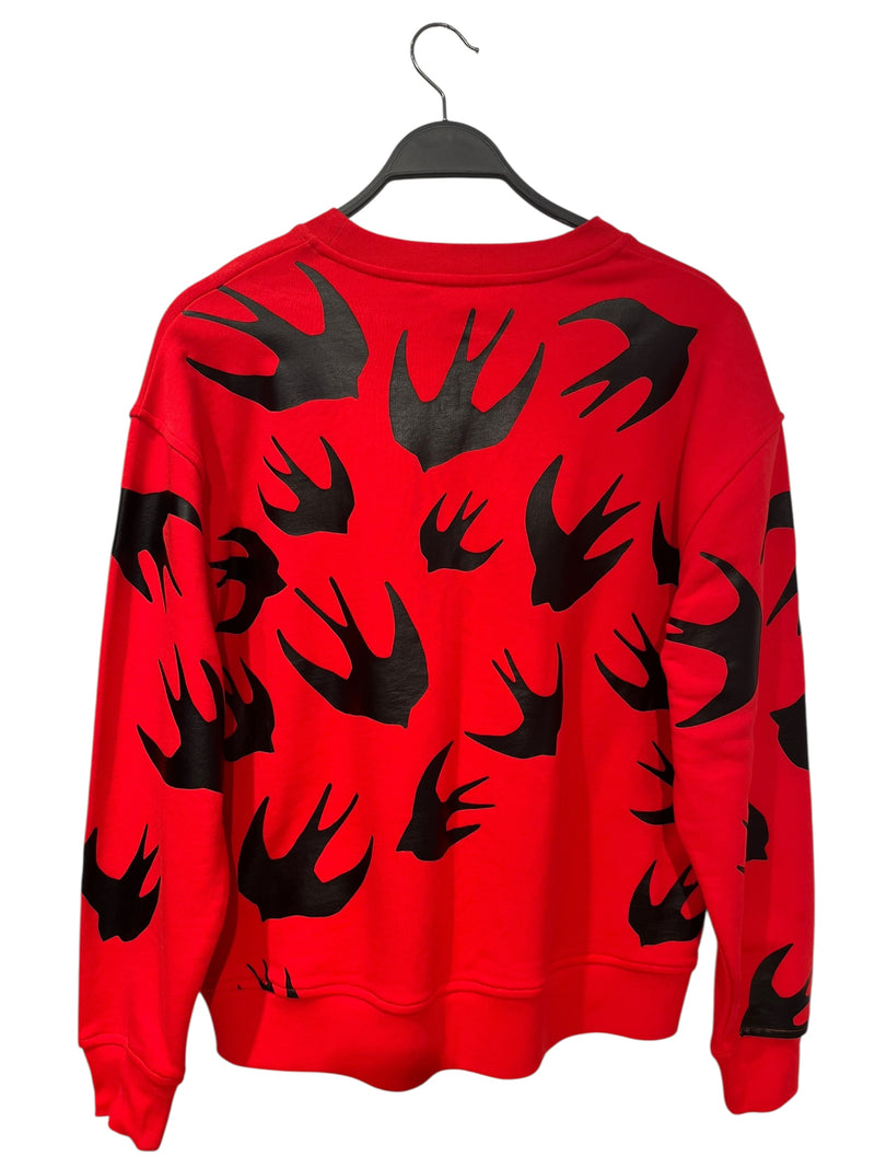 McQ Alexander McQueen/Sweatshirt/S/All Over Print/Cotton/RED/Pullover/BIRDS BLK -RED