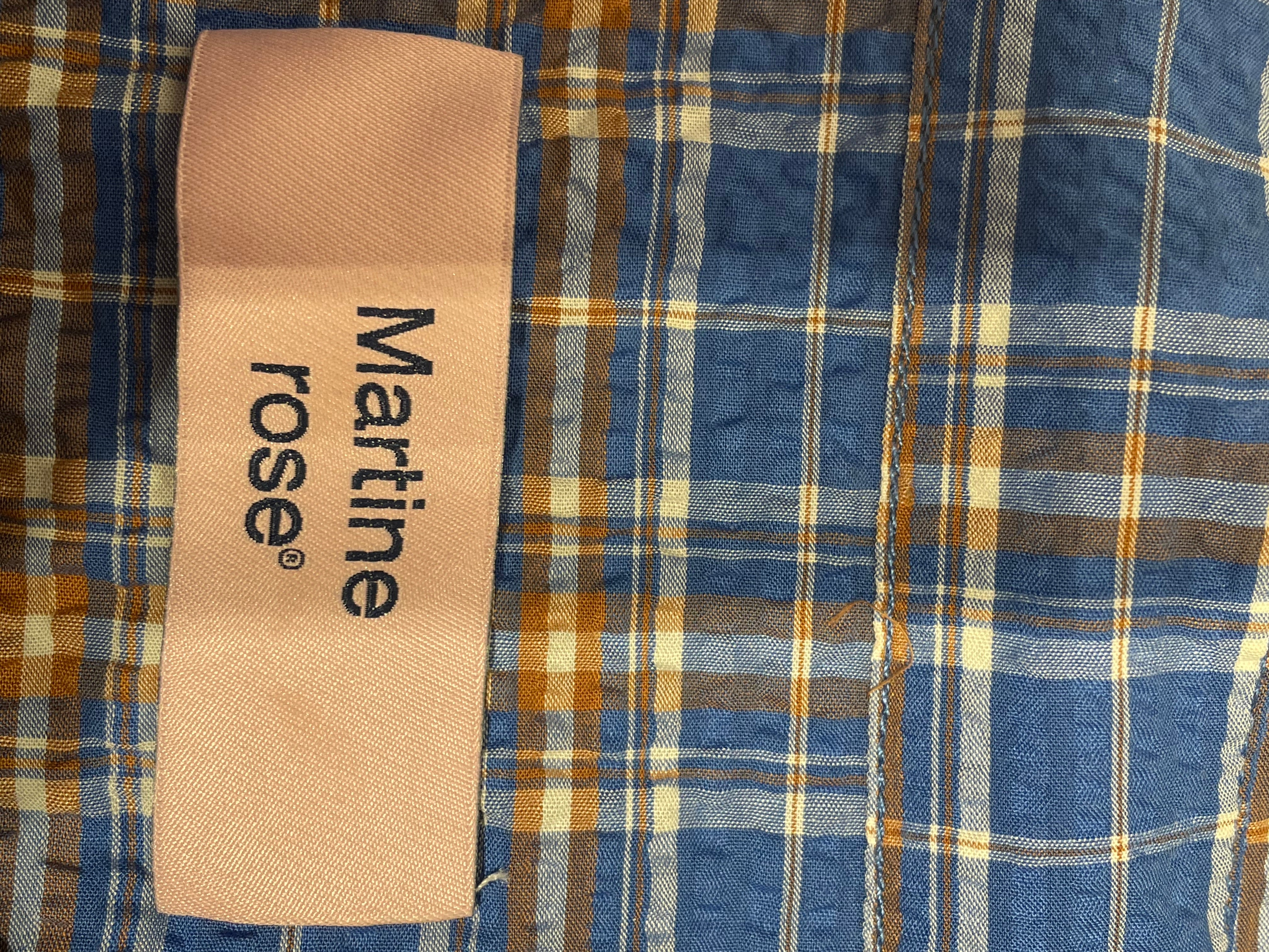 MARTINE ROSE/SS Shirt/S/Cotton/BLU/Plaid/Plaid Orange/Blue Button Up view 3