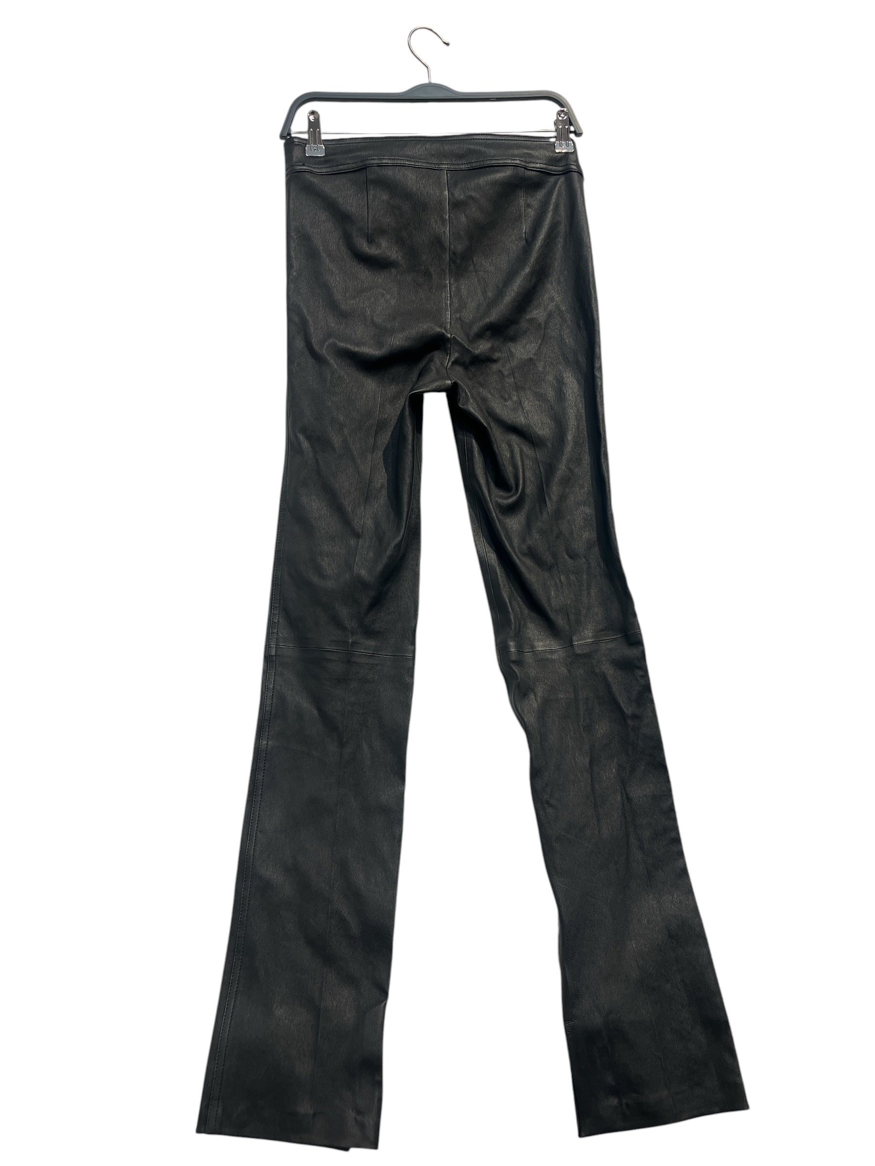 Helmut Lang/Straight Pants/6/Leather/BLK/LAMB LEATH3ER SIDE ZIP view 2