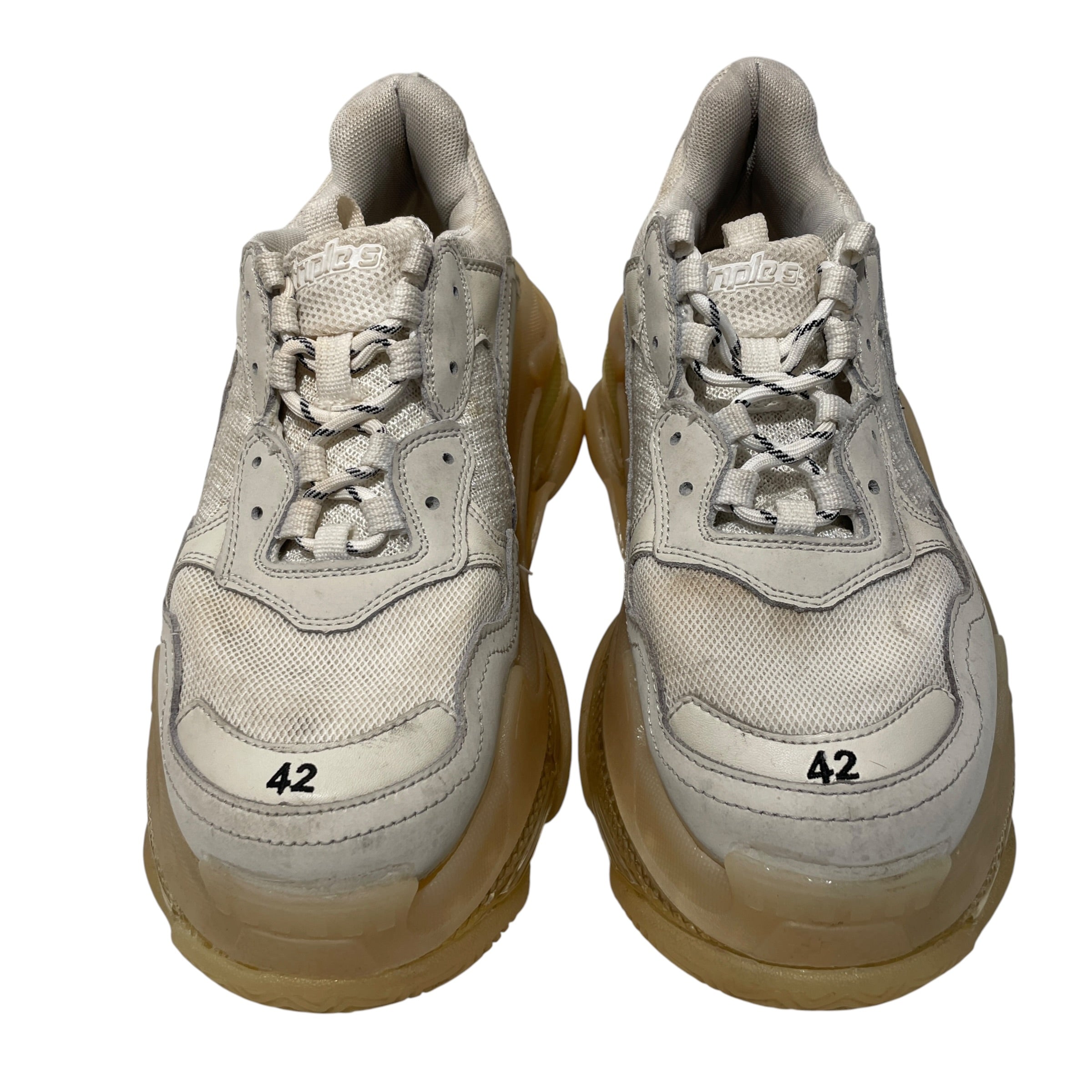 BALENCIAGA/Low-Sneakers/US 9/Nylon/WHT/chunky triple s clear sole view 4