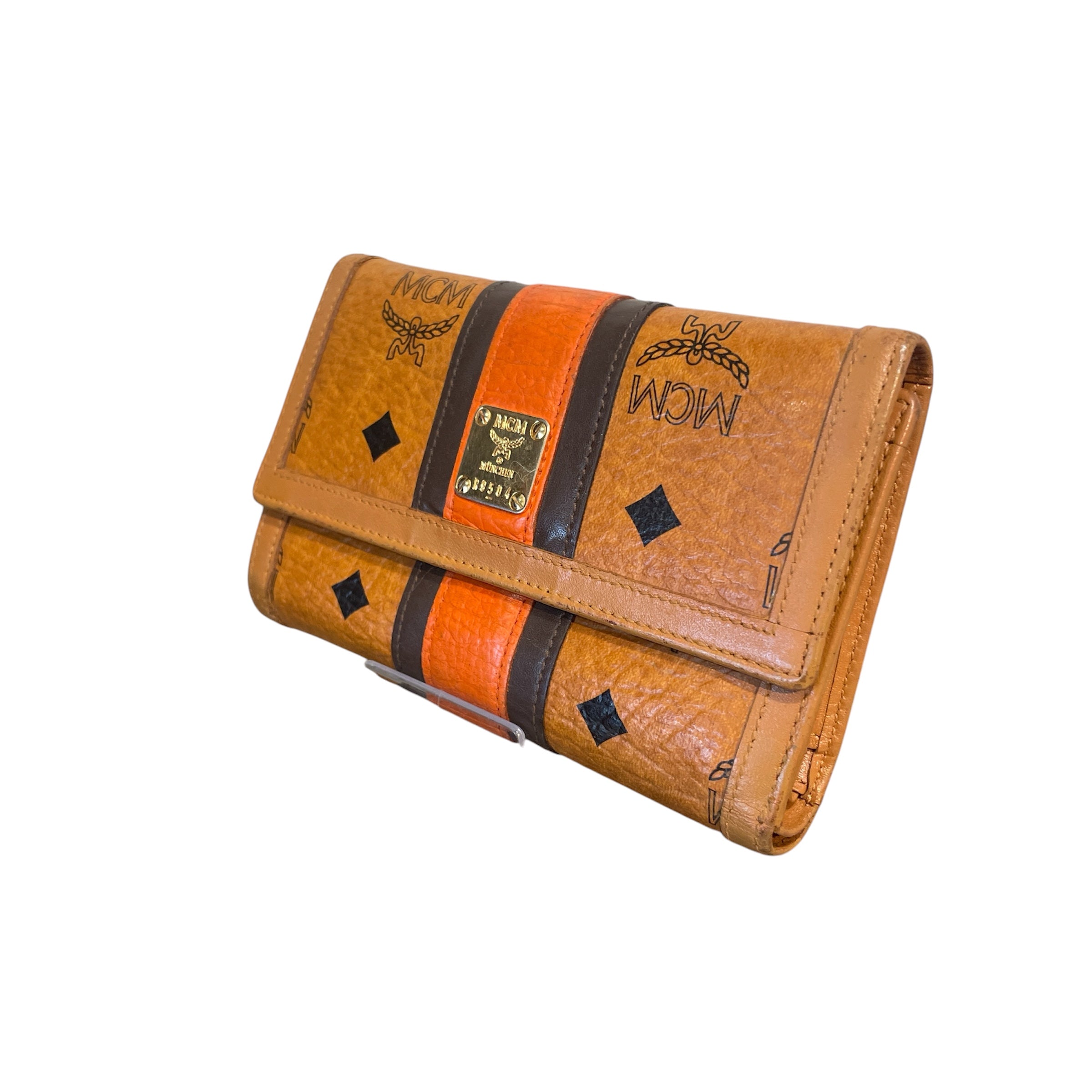 MCM/Trifold Wallet/Monogram/Leather/BRW/Visetos Cognac Canvas Trifold view 1