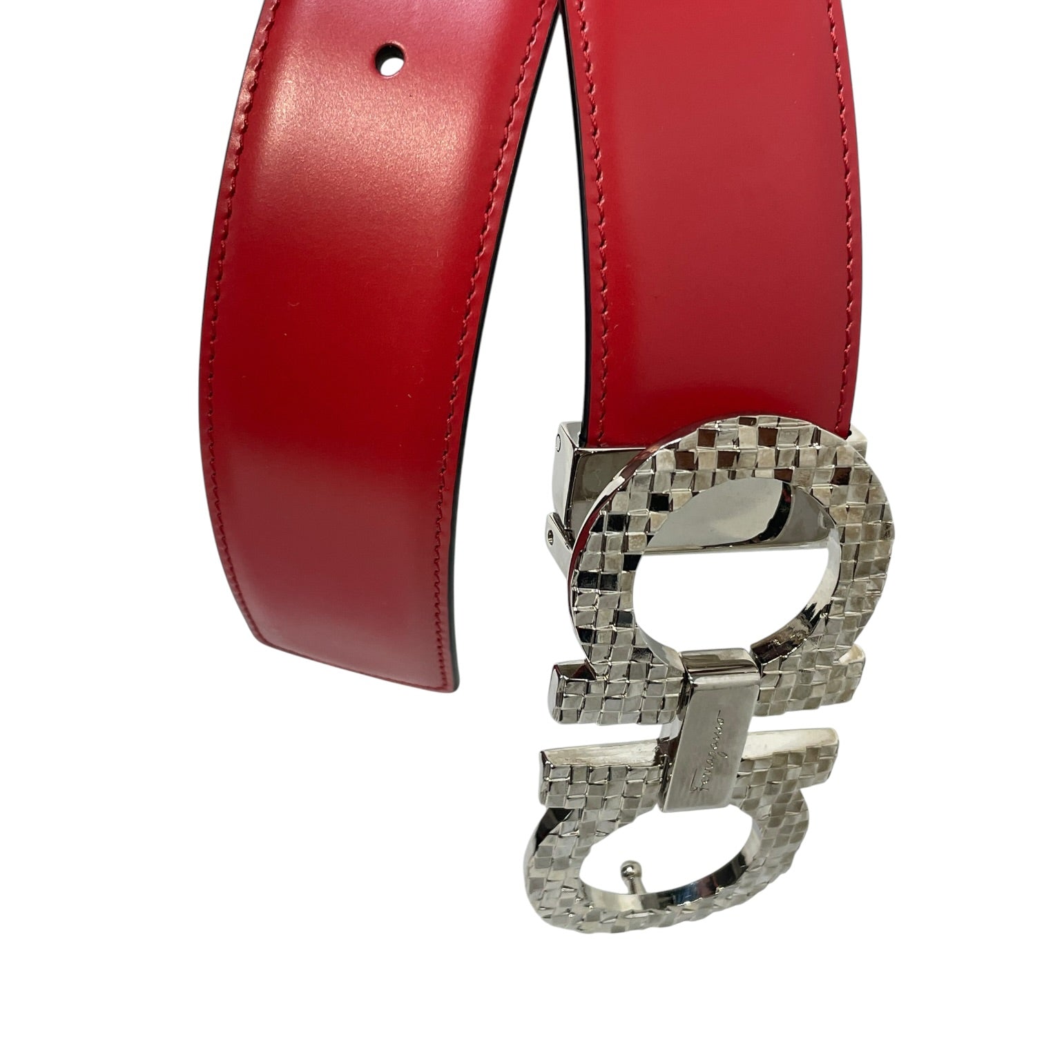 Salvatore Ferragamo/Belt/Leather/RED/L's/mosaic hardware disco view 3