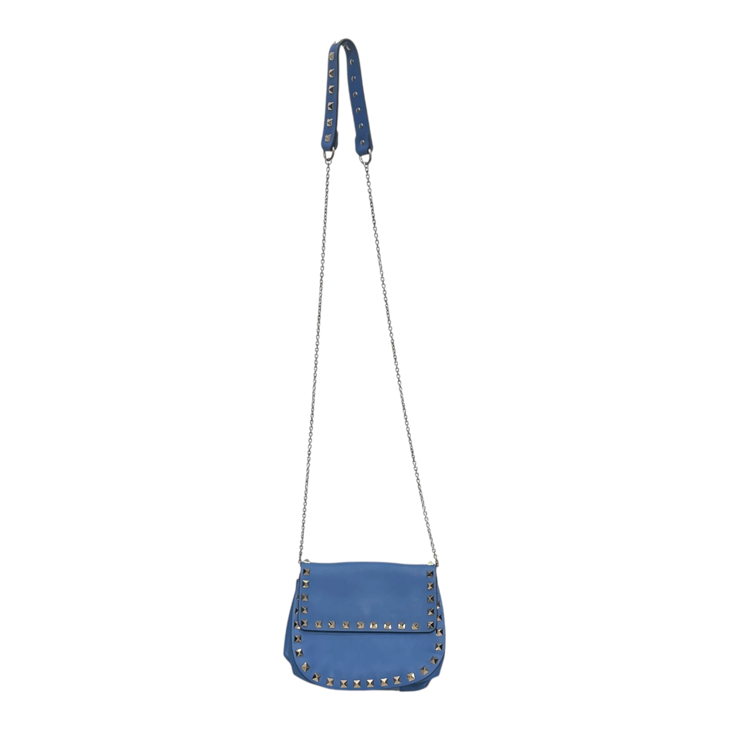 VALENTINO/Cross Body Bag/Leather/BLU/TRIANGULAR STUDDED TRIM FLAP view 1