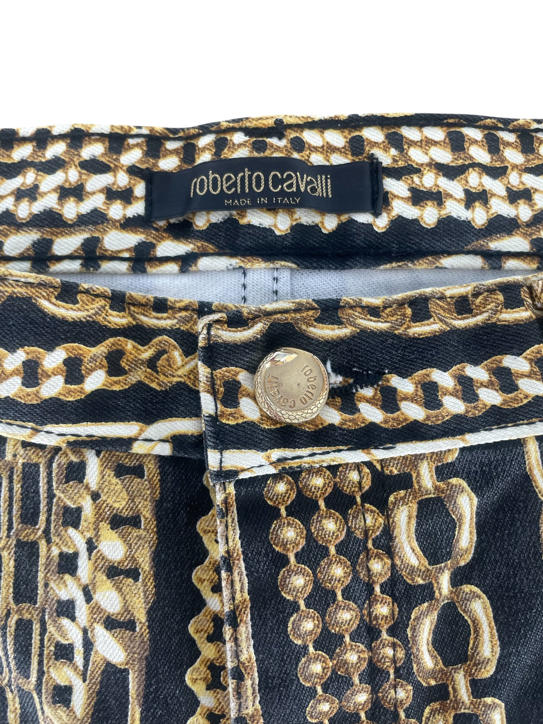 roberto cavalli/Straight Pants/L/All Over Print/Cotton/BLK/GOLD CHAIN DOWN PRINT view 6