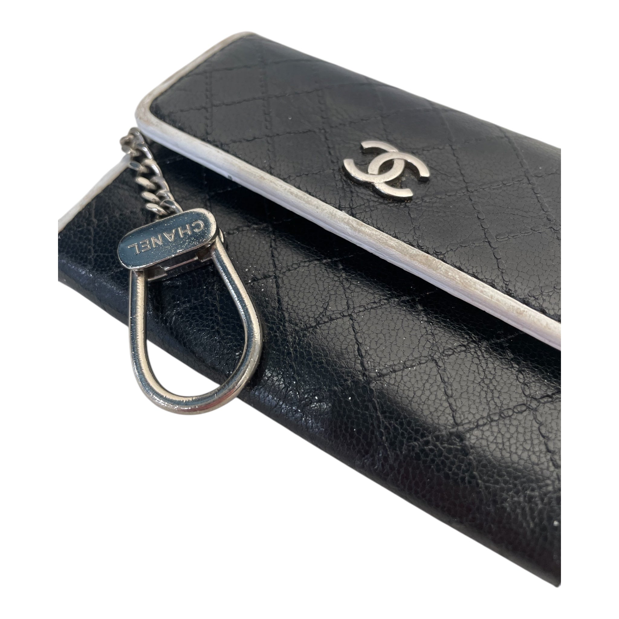CHANEL/Coin Wallet/Leather/BLK/Leather flap wallet view 5