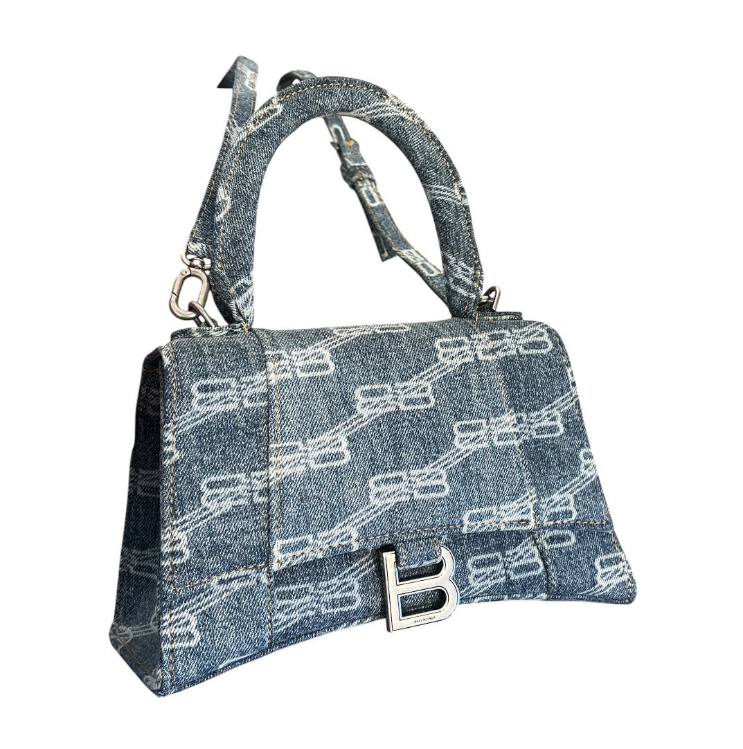 BALENCIAGA/Hand Bag/Monogram/Denim/IDG/HOURGLASS BLEACHED DENIM MINI view 6