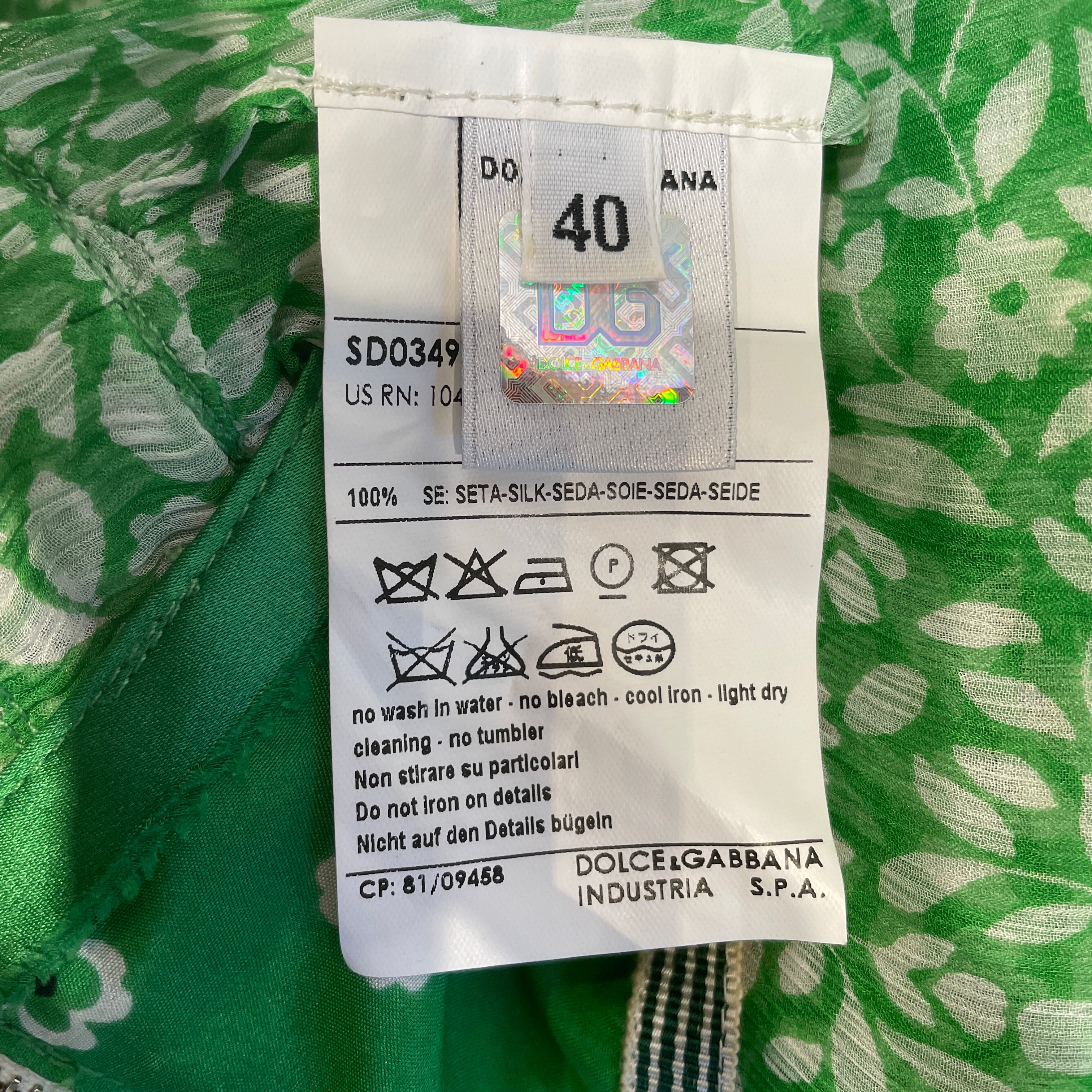 DOLCE&GABBANA/Camisole Dress/28/Floral Pattern/Silk/GRN/LACE TRIM view 4