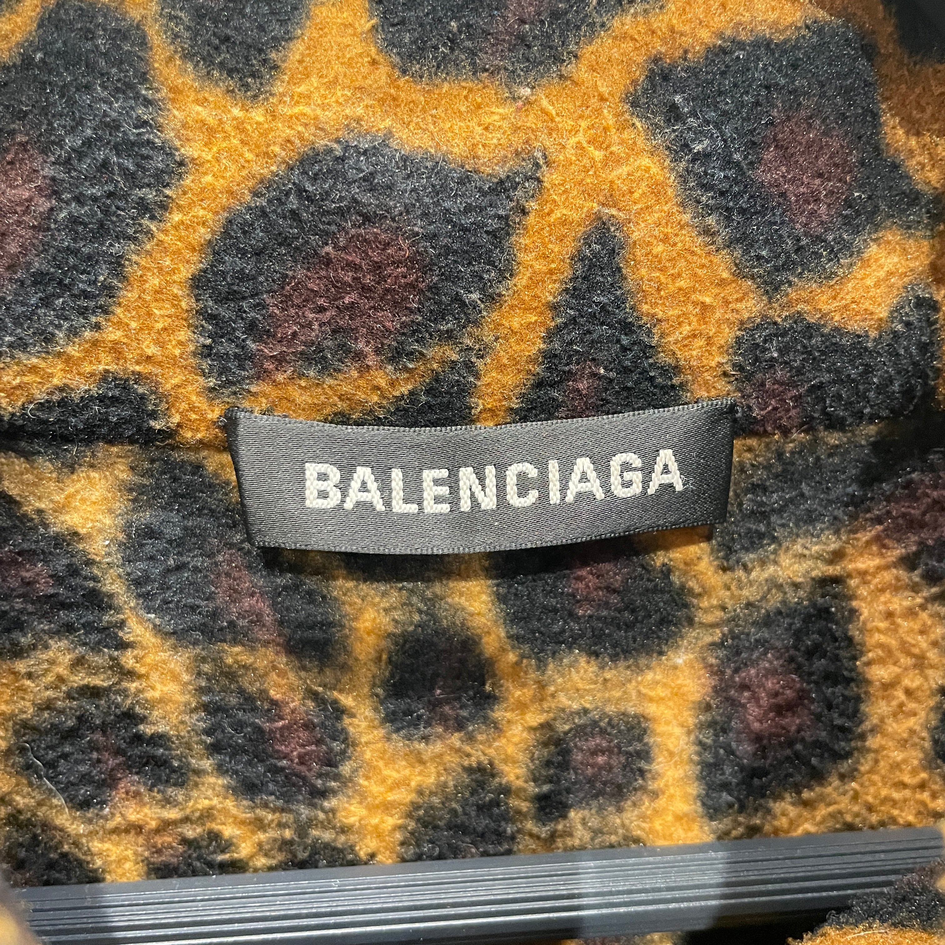 BALENCIAGA/Sweater/S/Leopard/Polyester/MLT/OVERSIZED FLEECE ZIP UP view 3