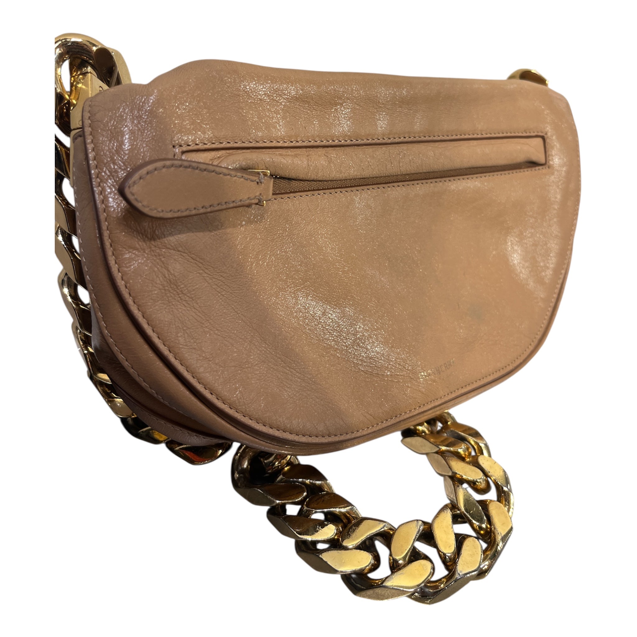 BURBERRY/Hand Bag/Leather/BEG/gold links view 6