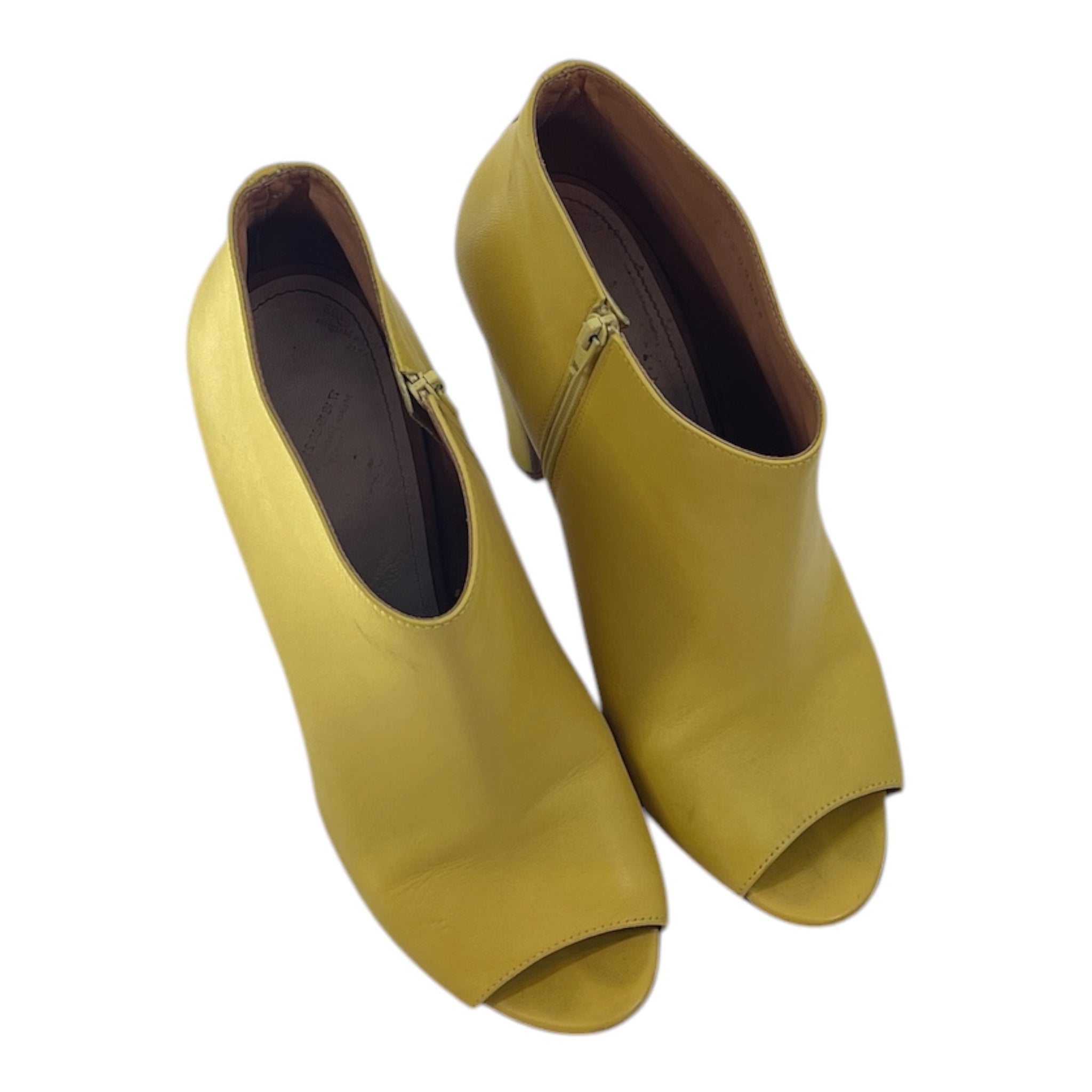 Maison Martin Margiela/Booties/EU 39.5/Leather/YEL/HEELED OPEN TOE BOOTIE BCK ZIP view 1