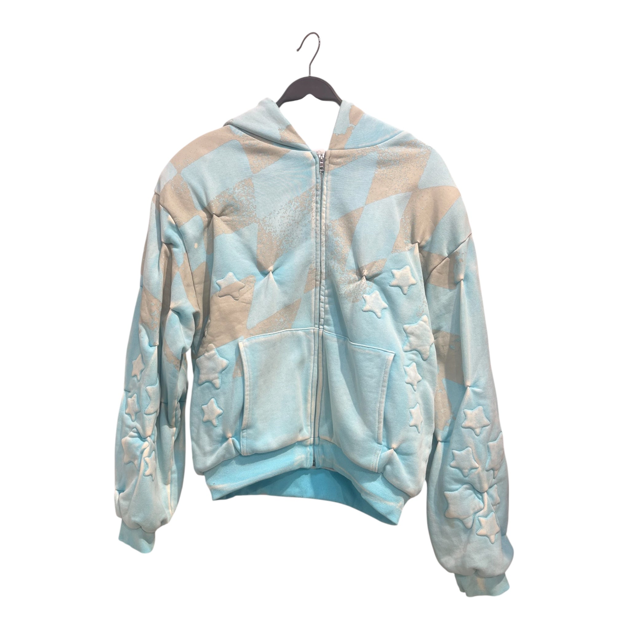 BAD SON/Zip Up Hoodie/25/All Over Print/Cotton/BLU/gry plaid/stars view 1