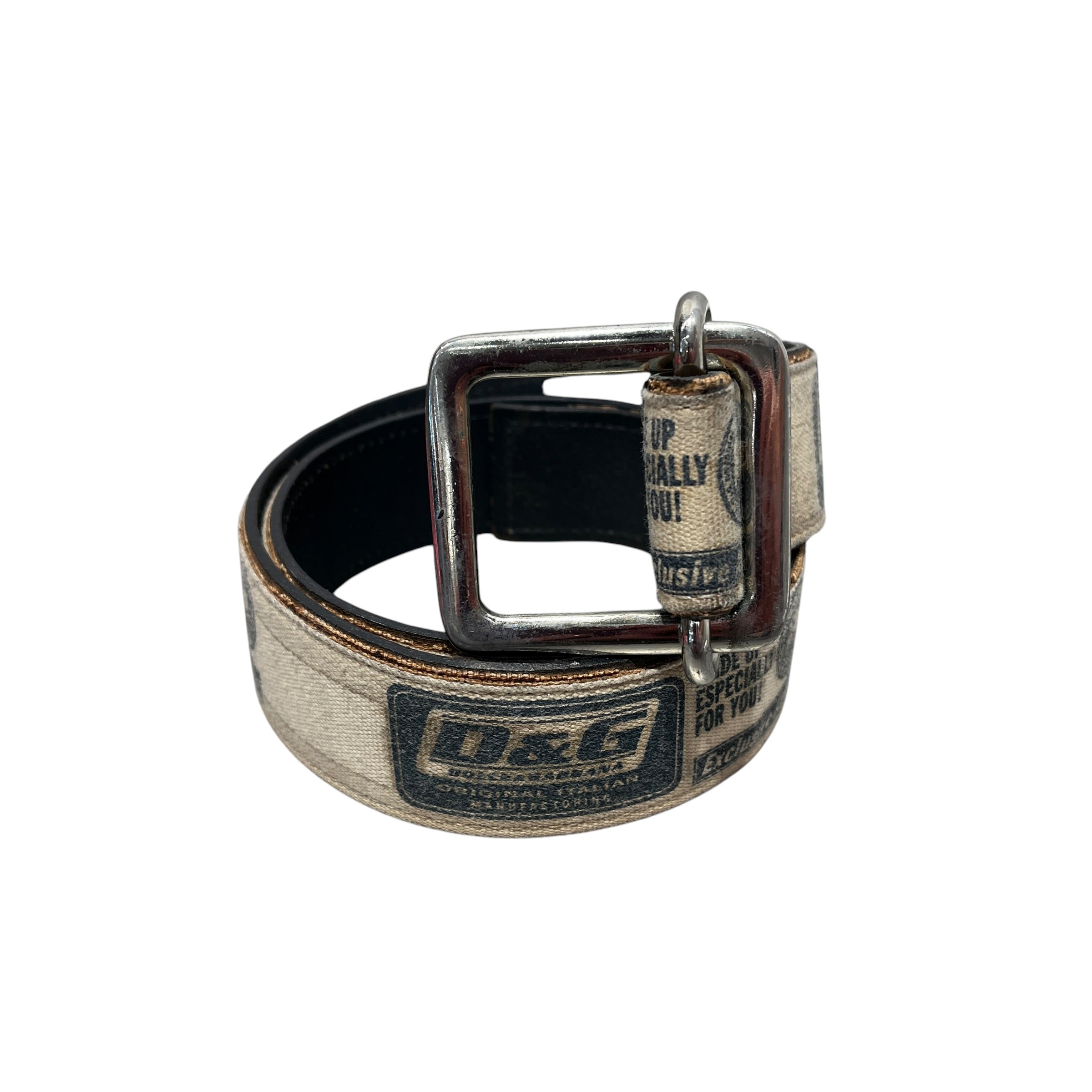DOLCE&GABBANA/Belt/Graphic/Leather/BEG/L's/VINTAGE PRINTED GRAPHIC LOGO view 1