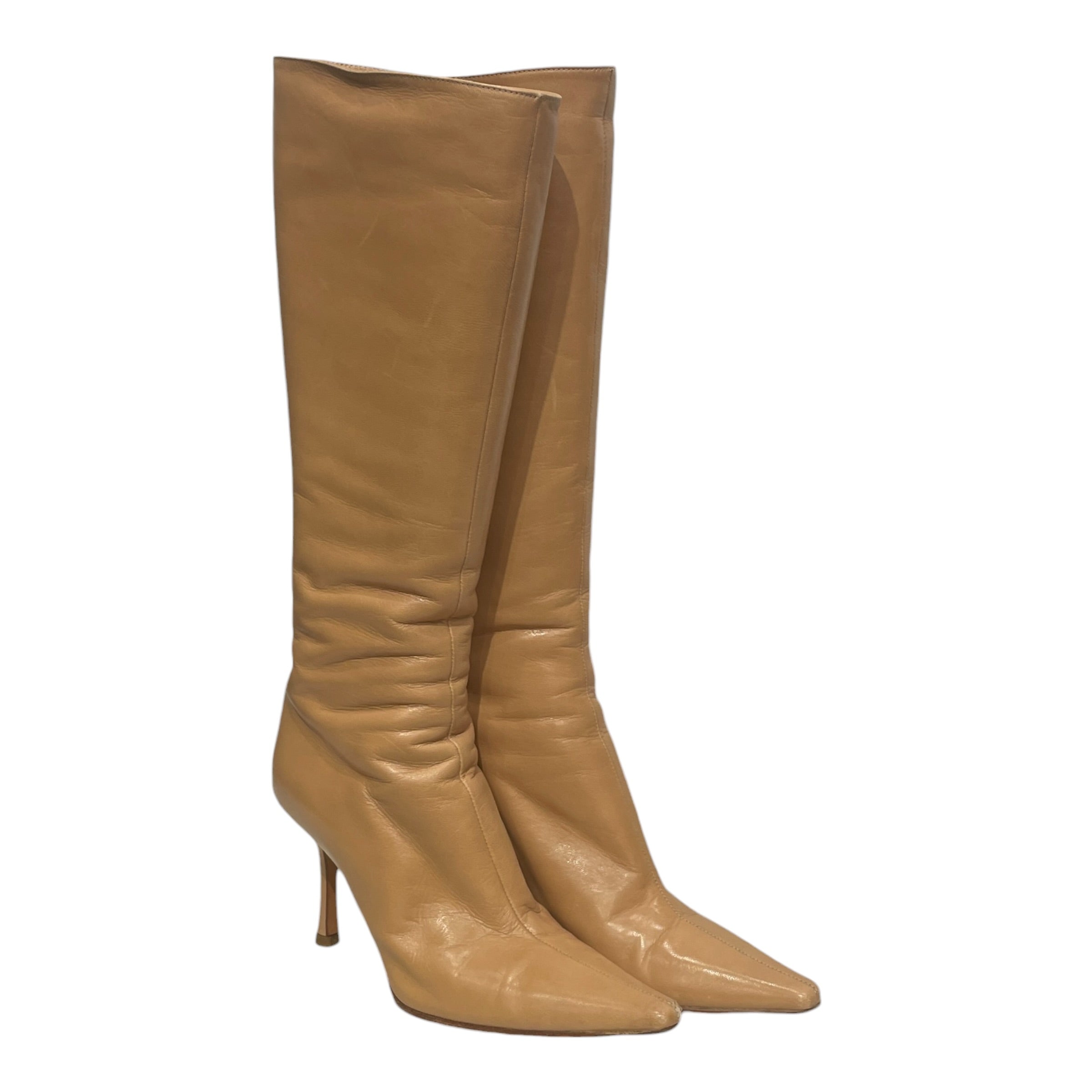 JIMMY CHOO/Boots/EU 36/Leather/BEG/GOLD BACK ZIP view 1