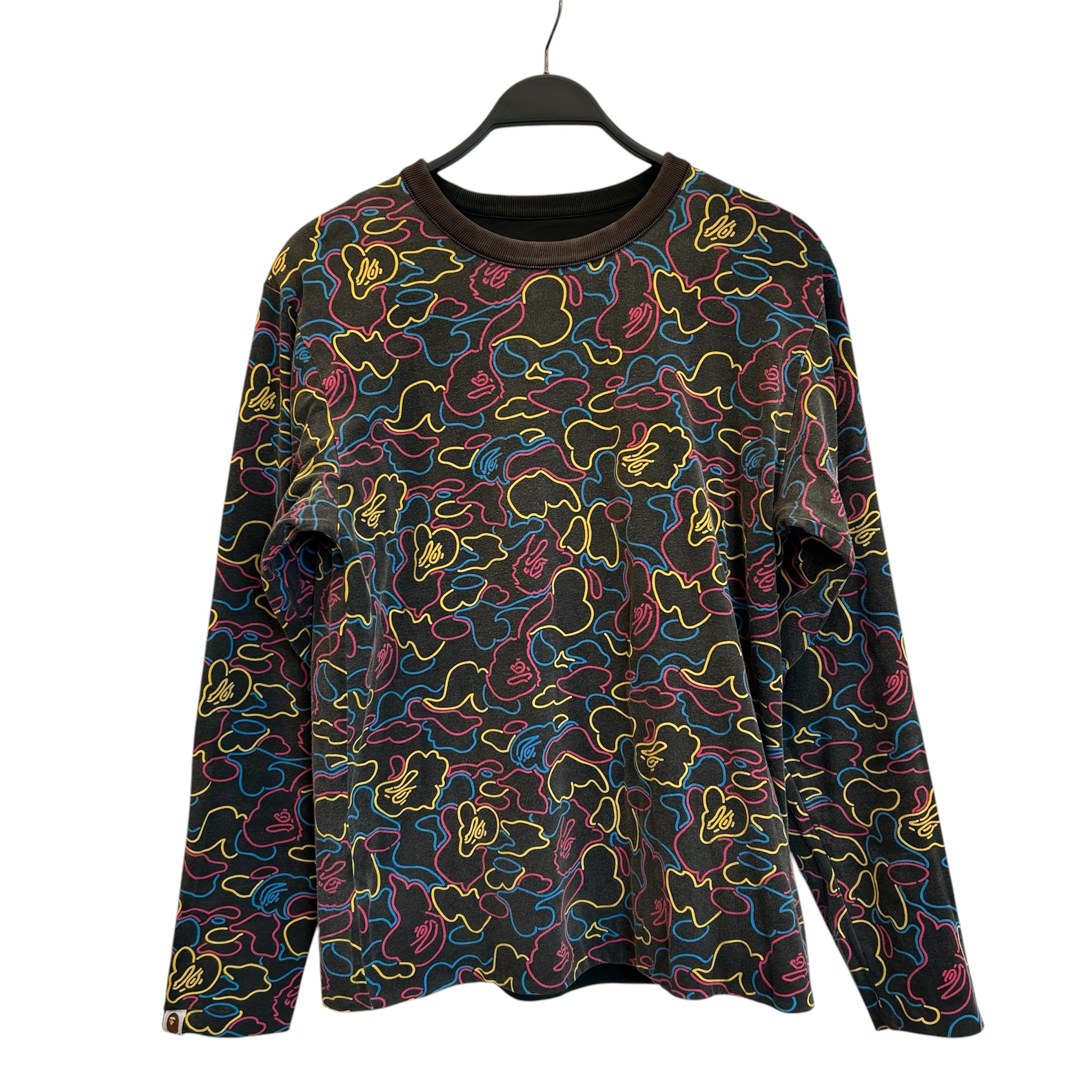 A BATHING APE/Sweatshirt/M/All Over Print/Cotton/BLK/Reversible Multicolor view 3