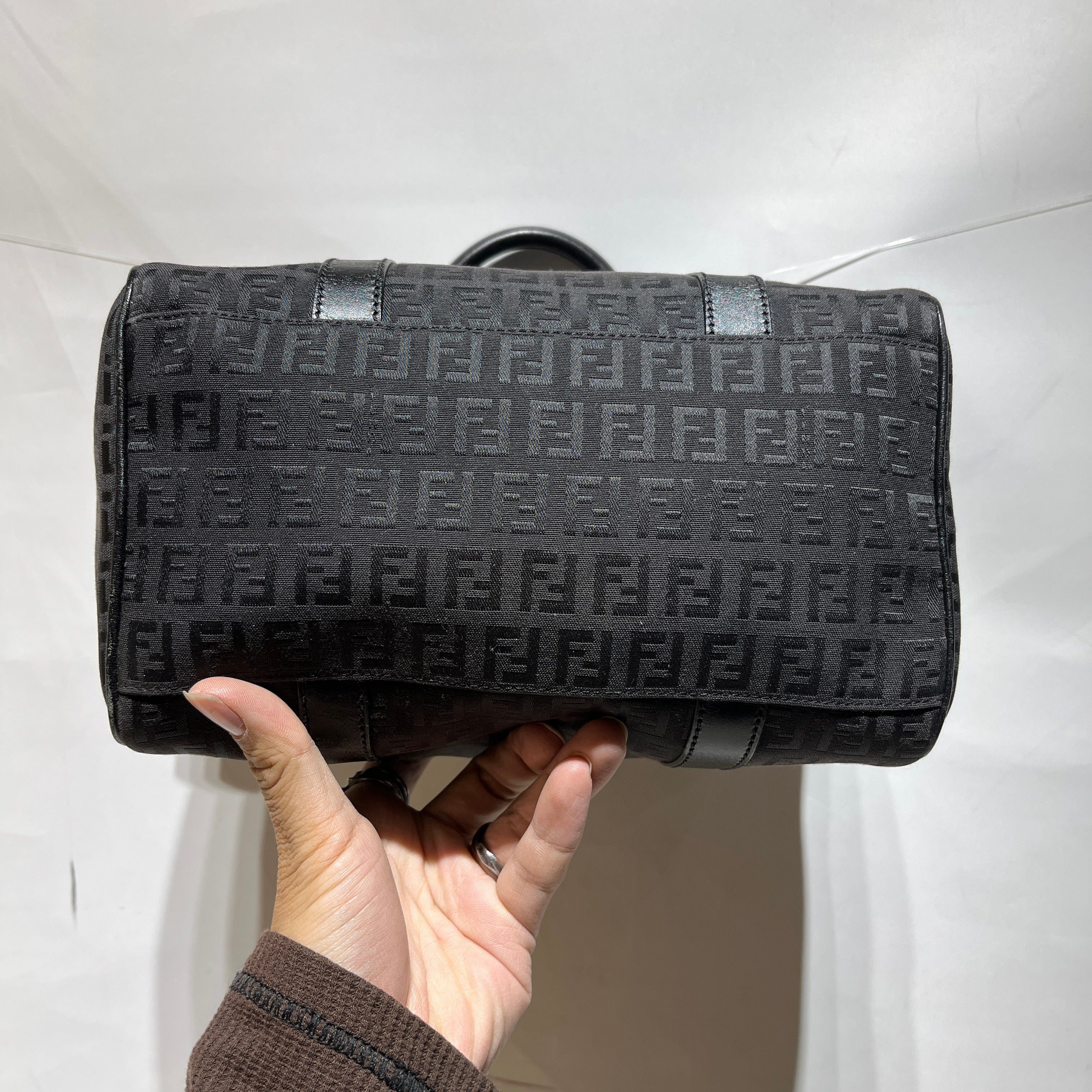 FENDI/Boston Bag/Monogram/Nylon/BLK/Black Zucca Boston Mini view 5