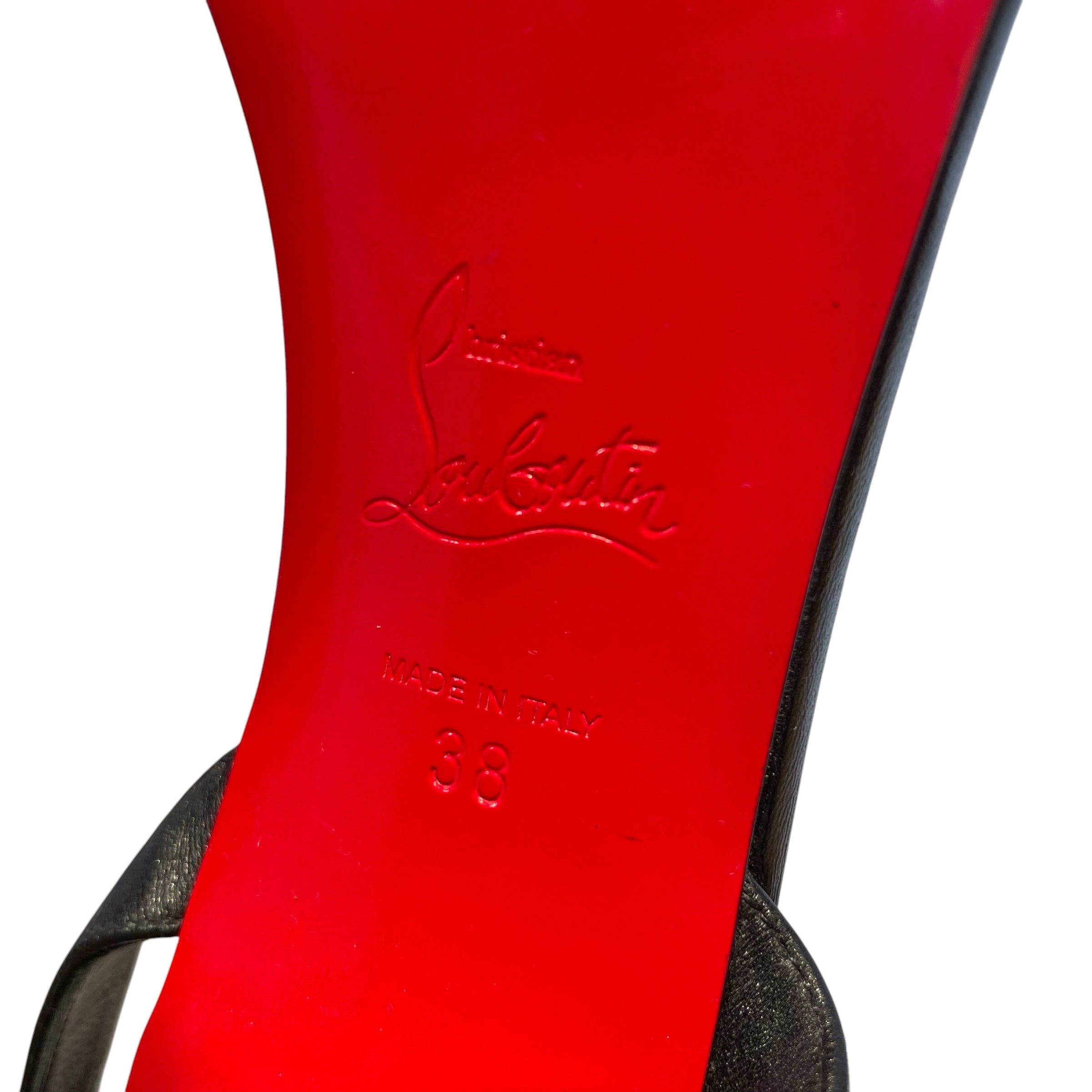 Christian Louboutin/Heels/EU 38/Leather/BLK/V-Tip/RED INSIDE/ POINTED TOE view 4