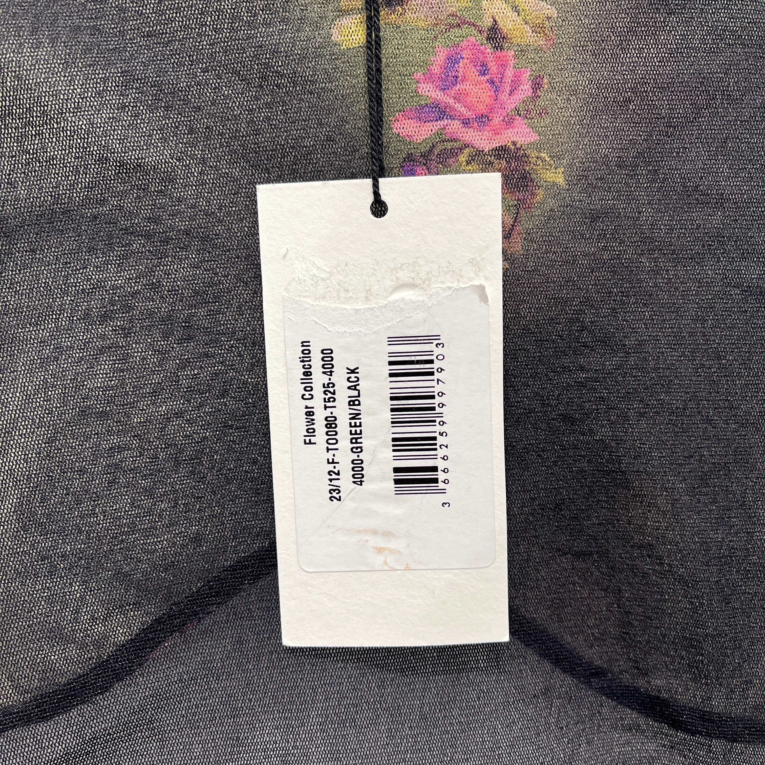 Jean Paul Gaultier/LS T-Shirt/S/M/Floral Pattern/Polyester/MLT/VIOLET FLOWERS BLK&GRN LS CROP view 7