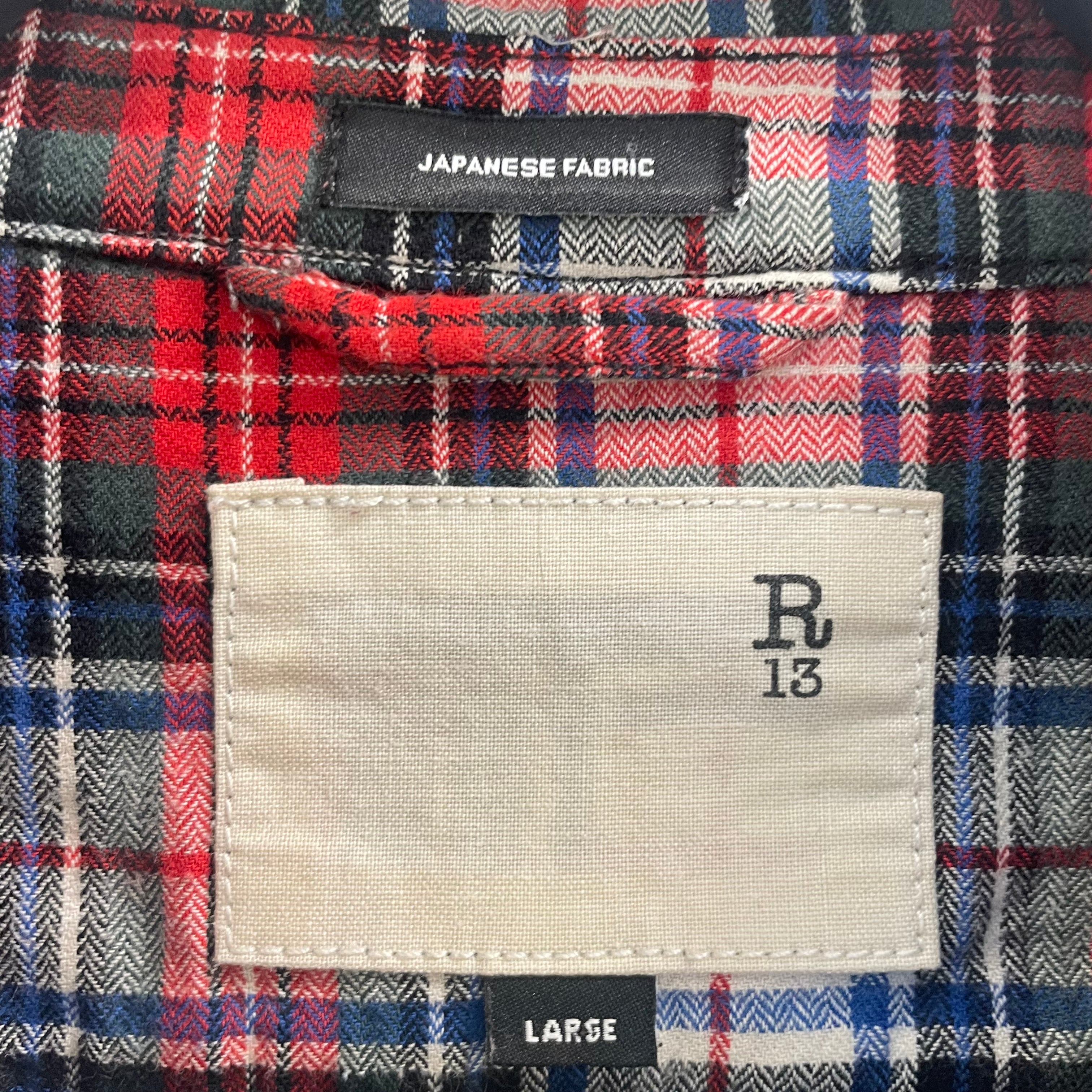 R13/Flannel Shirt/L/Cotton/MLT/Plaid/ZIPPER POCKET view 3
