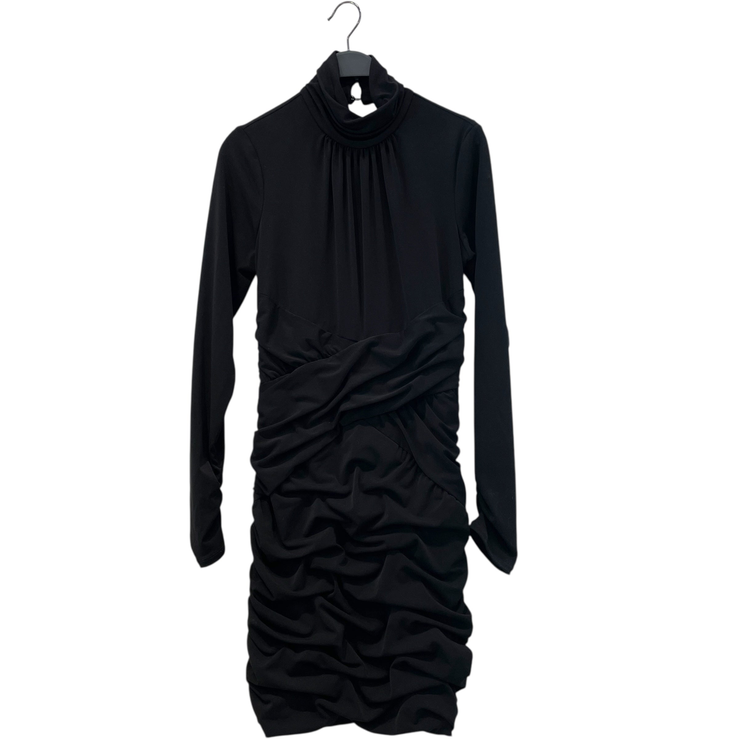 Cinq a Sept/LS Dress/6/Polyester/BLK/Mini Length/Open Back High Neck Rouched view 1