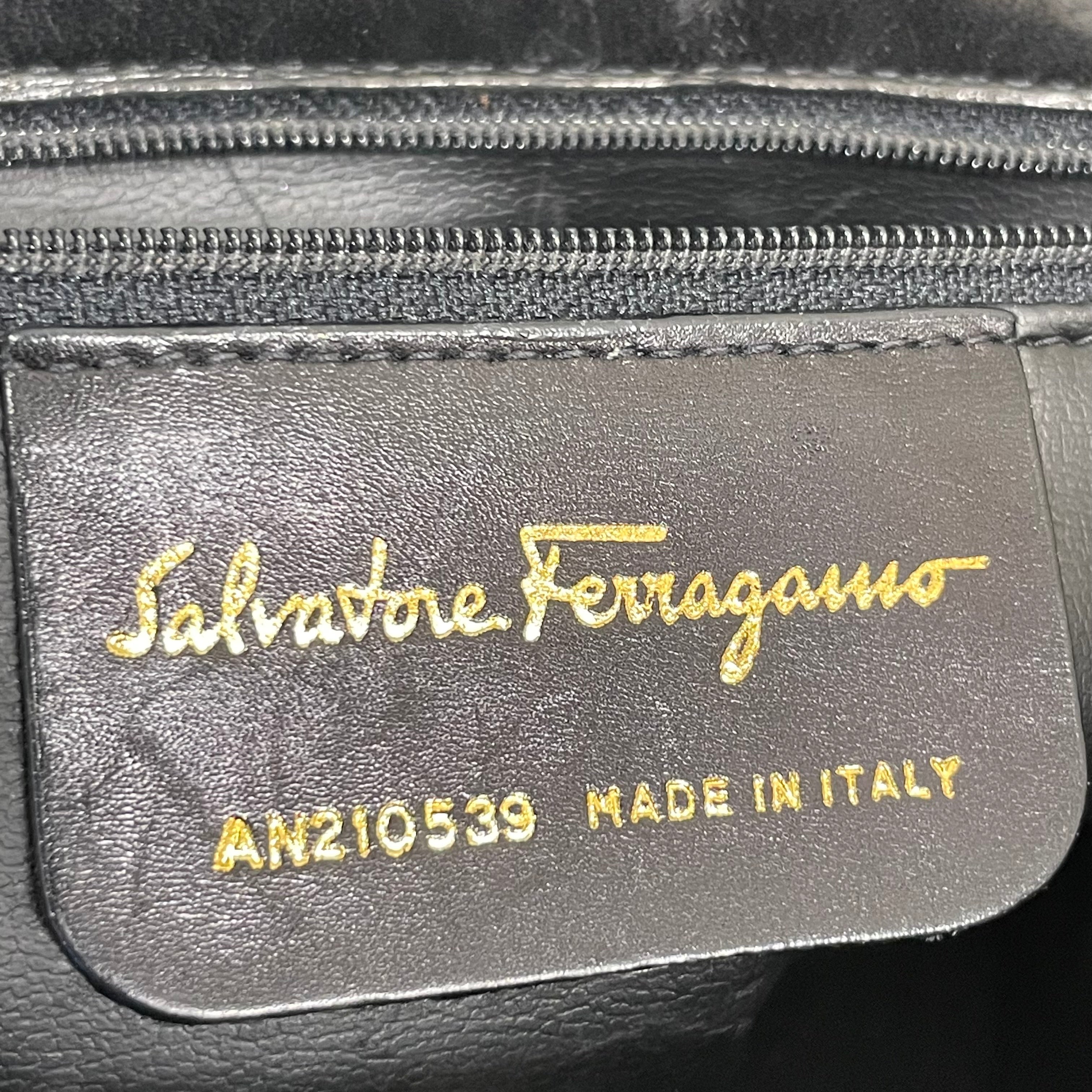 Salvatore Ferragamo/Hand Bag/Leather/BLK/3 GLD BUTTONS ON FRNT FLAP view 6