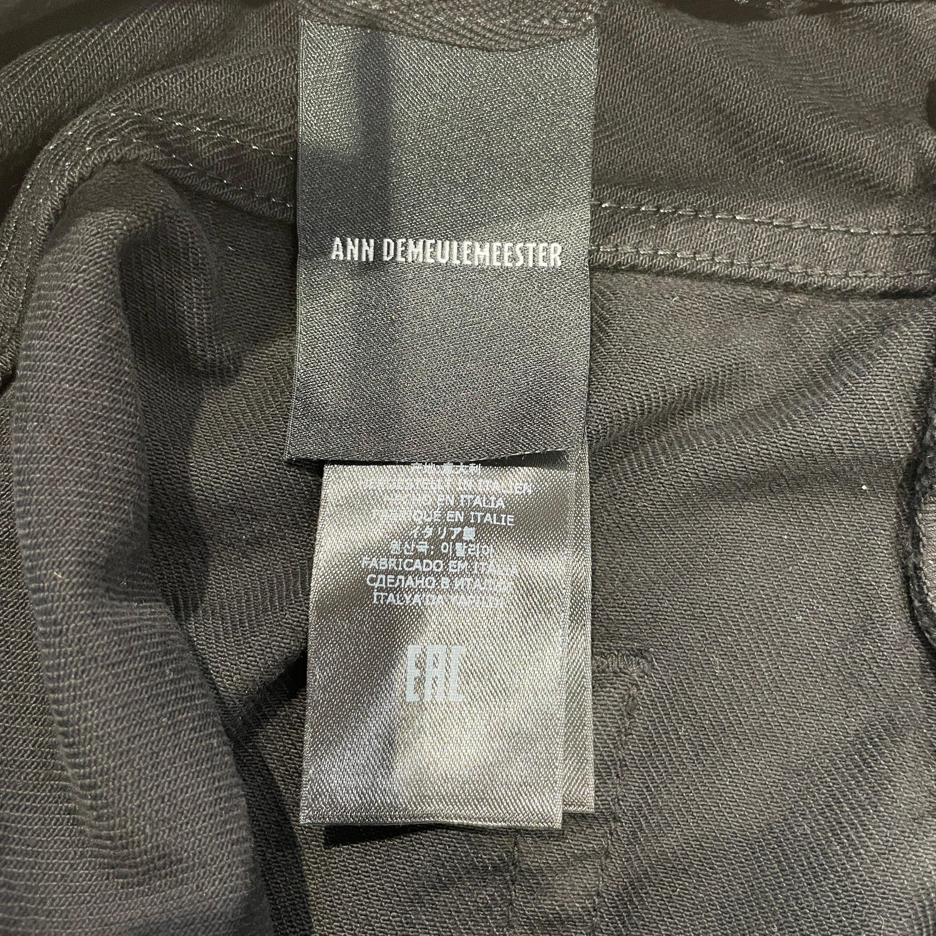 Ann Demeulemeester/Wide Leg Pants/50/Denim/BLK/TIES ON WAIST view 4