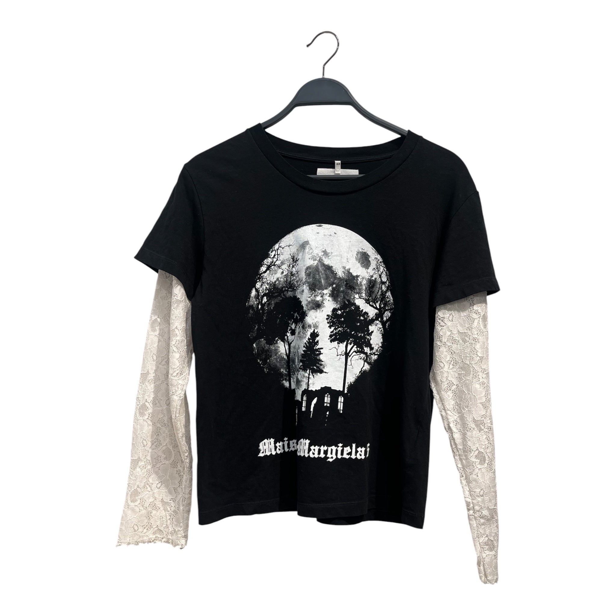 MM6/LS T-Shirt/S/Cotton/BLK/LACE SLEEVES GOTHIC GRAPHIC ON view 1