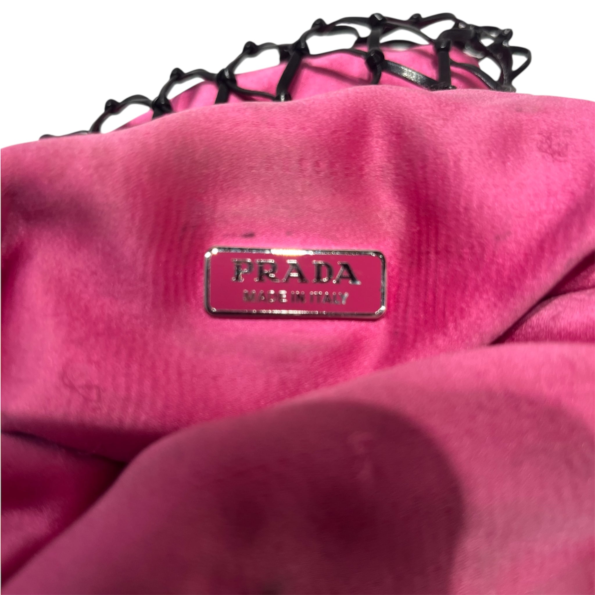PRADA/Cross Body Bag/Leather/PNK/BLACK LEATHER MESH view 4