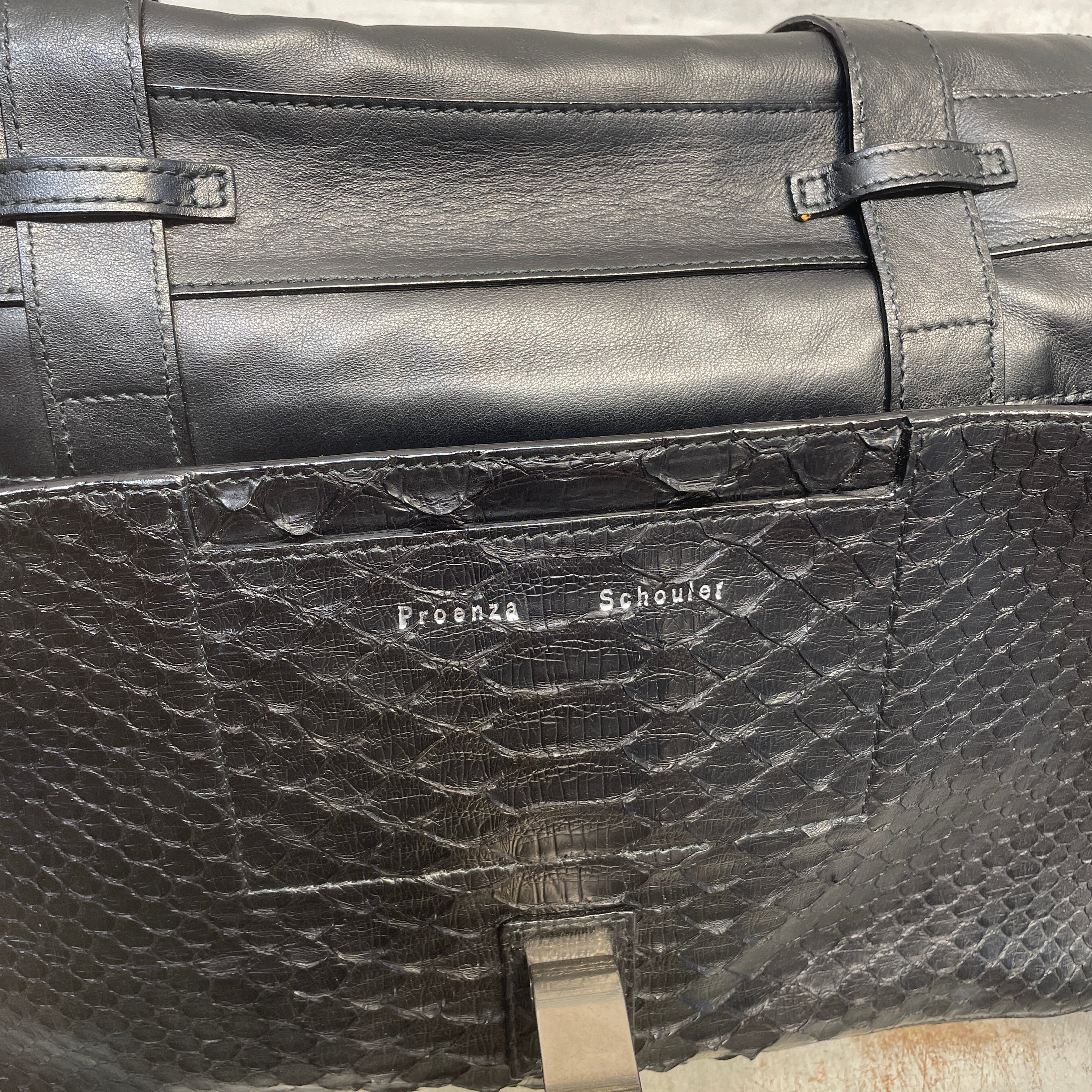 PROENZA SCHOULER/Hand Bag/Animal Pattern/Leather/BLK/SNAKE SKIN view 5