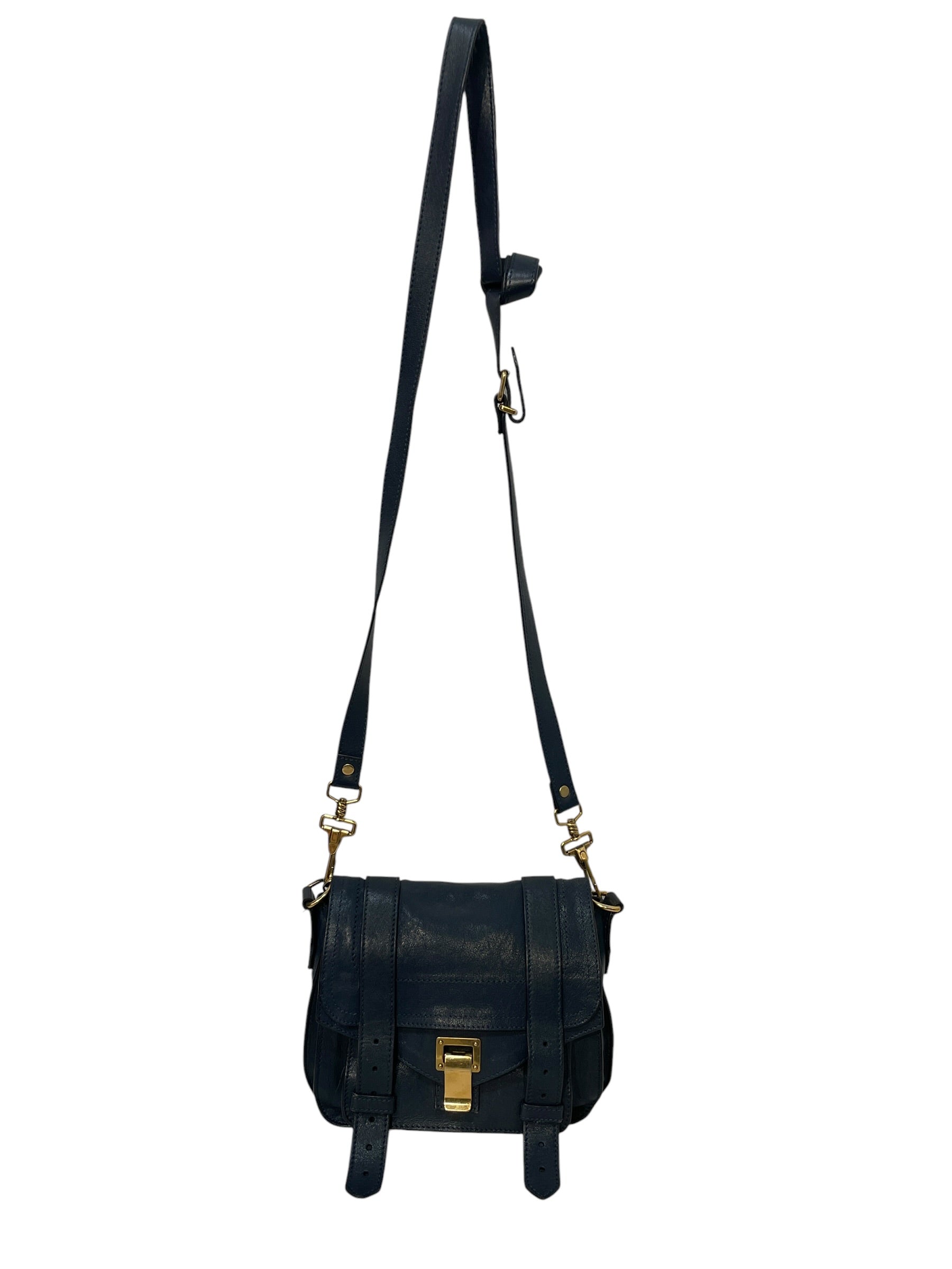 PROENZA SCHOULER/Cross Body Bag/Leather/NVY/ps1 satchel view 1