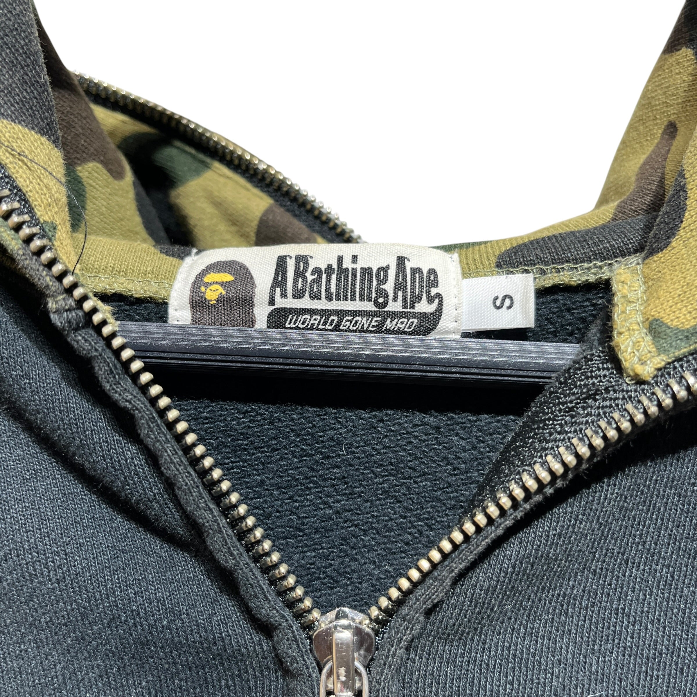 A BATHING APE/Zip Up Hoodie/S/Cotton/BLK/tiger graphic on hood view 8