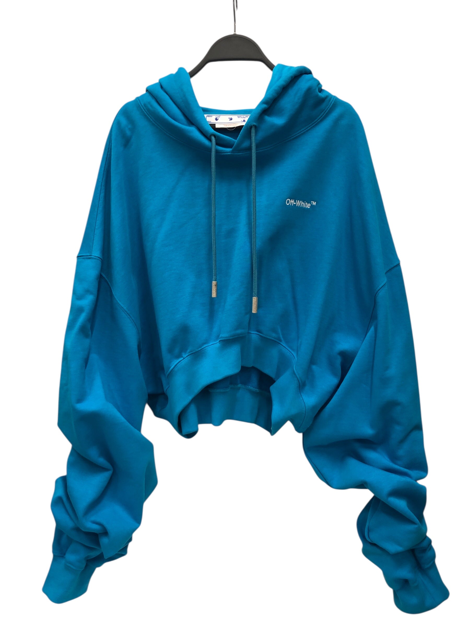 OFF-WHITE/Hoodie/M/Cotton/BLU/Off White Cropped Hoodie (W) view 1