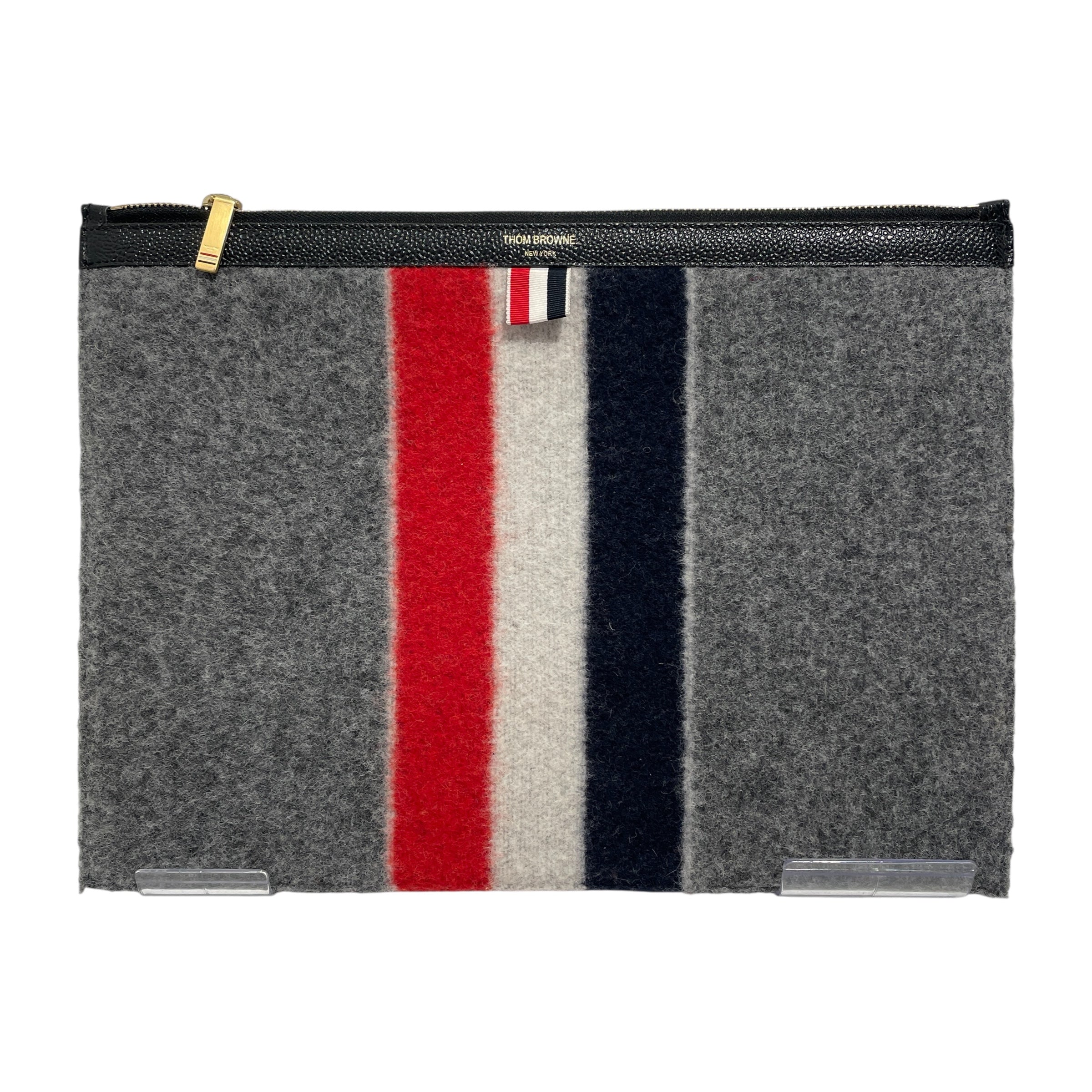 THOM BROWNE. NEW YORK/Clutch Bag/Stripe/Wool/GRY/ view 1