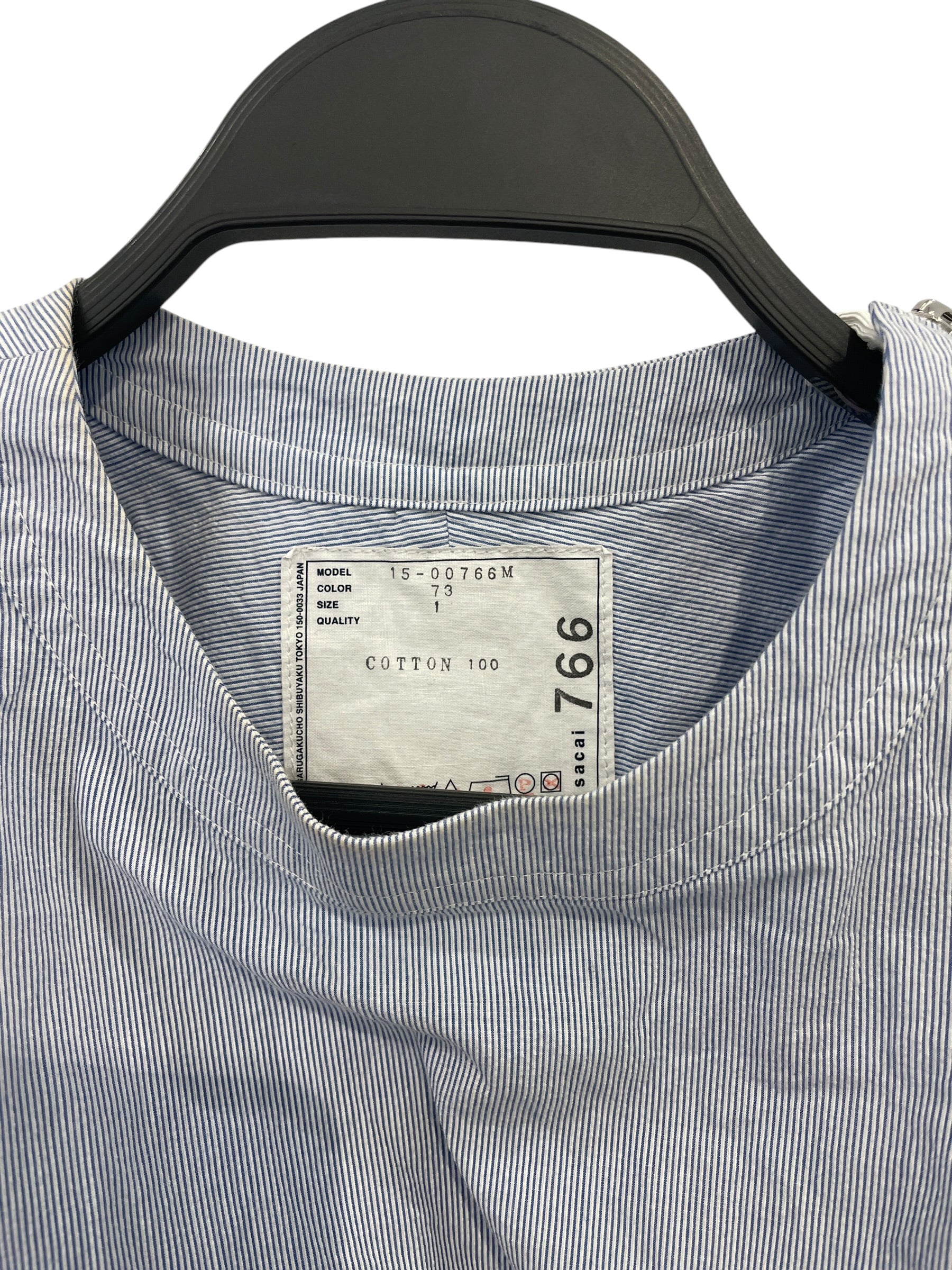 Sacai/Shirt/1/Cotton/IDG/Stripe/pockets, shoulder zip view 3