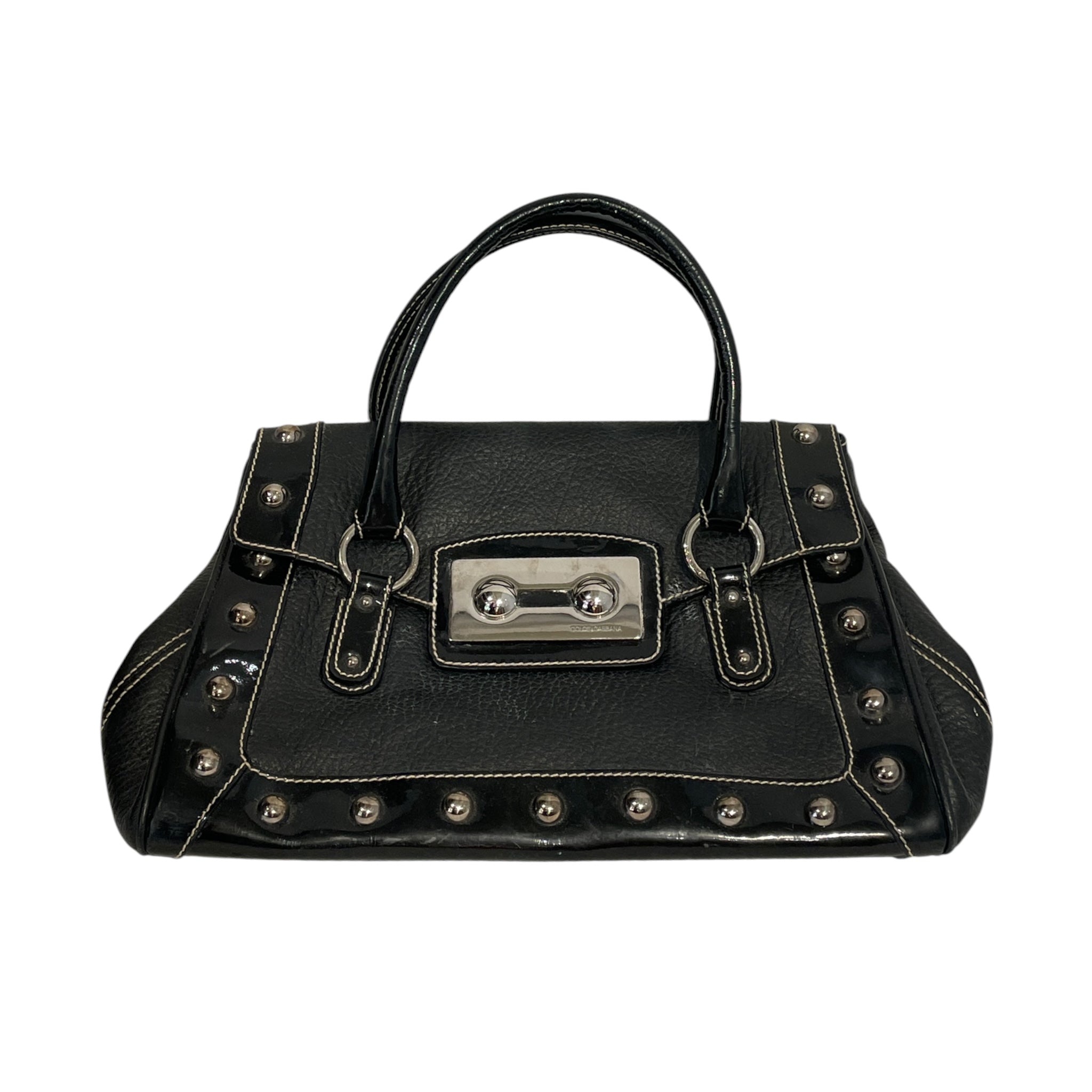 DOLCE&GABBANA/Hand Bag/Leather/BLK/Silver Stud Lined Bag view 1