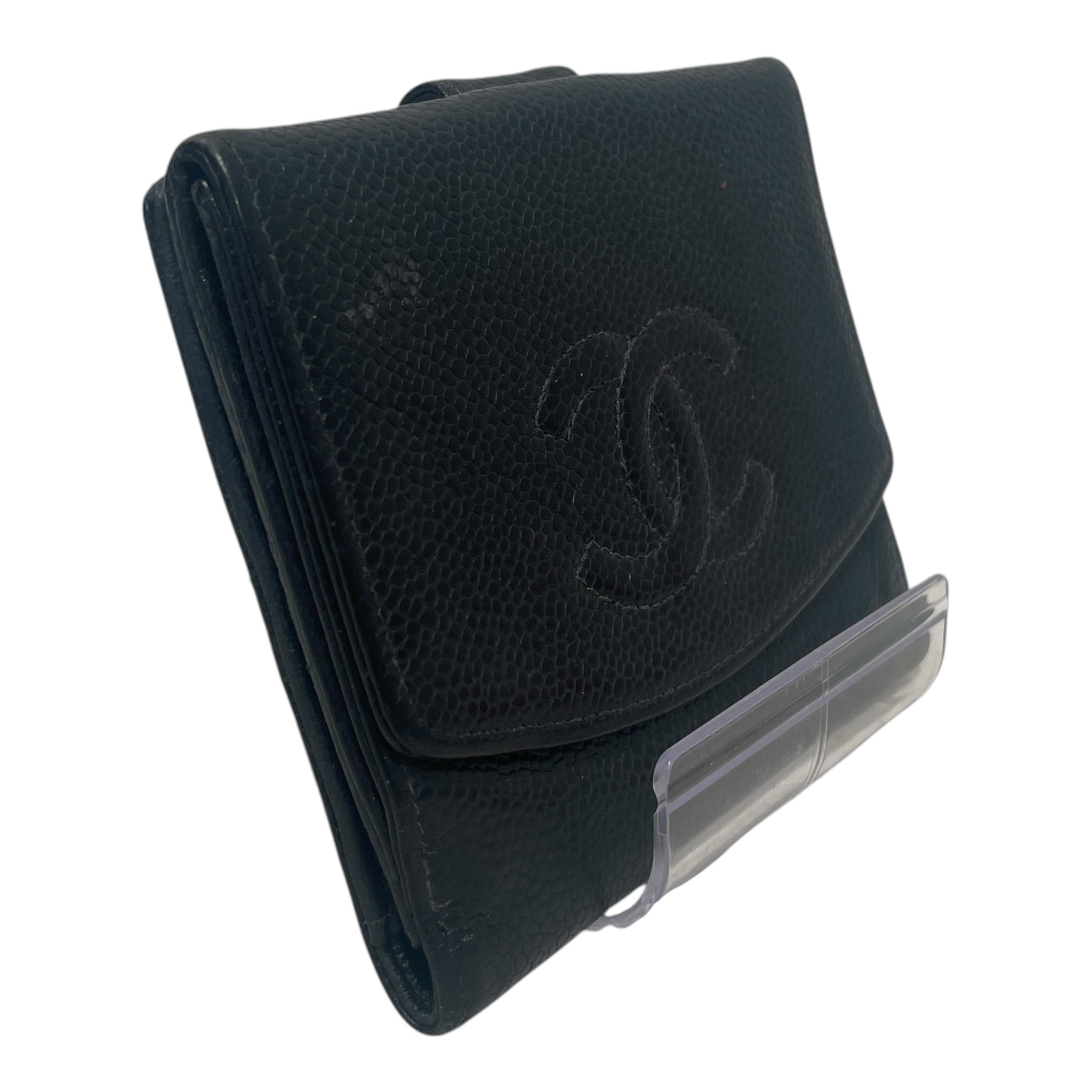 CHANNEL/Bifold Wallet/Leather/BLK/L's/Cavair Leather Double C Wallet view 1