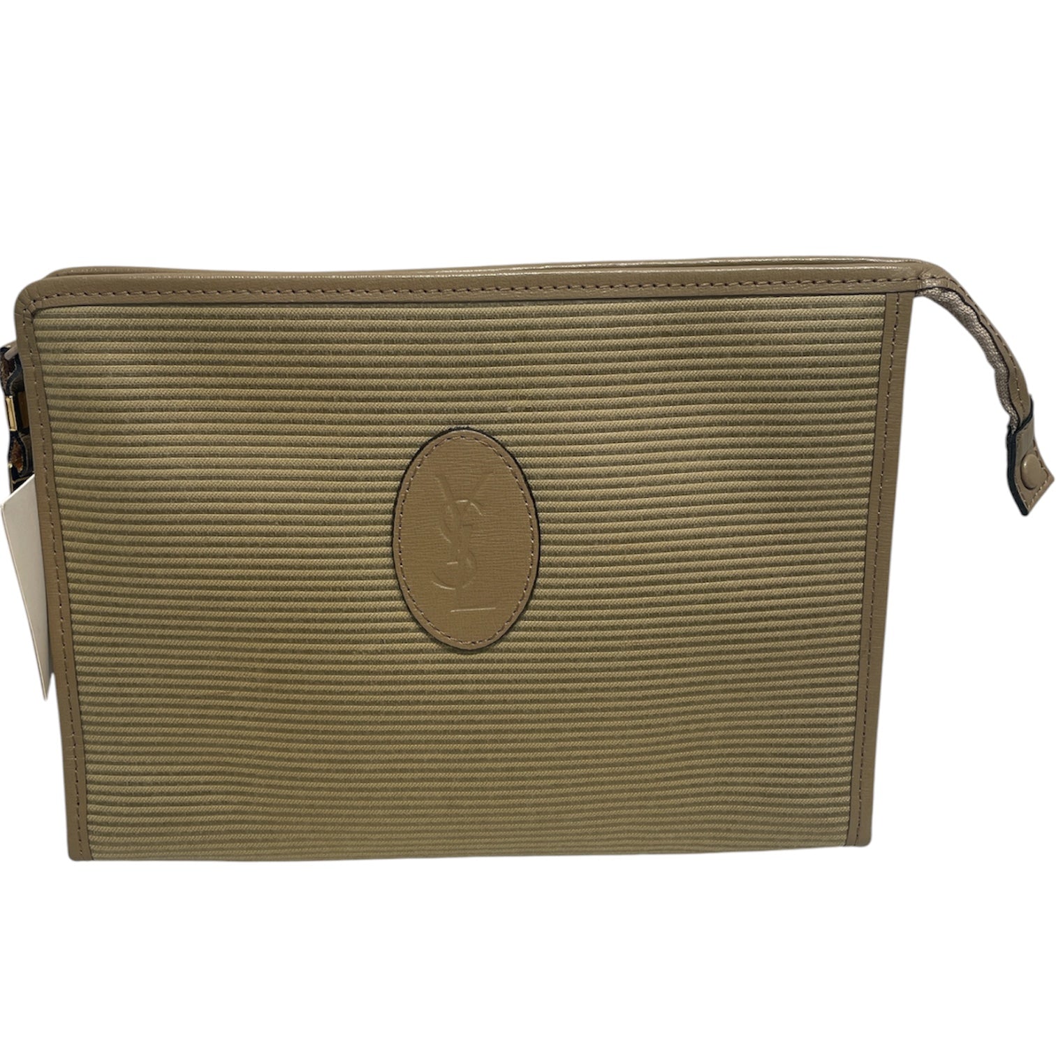 YVES SAINT LAURENT/Clutch Bag/Leather/BEG/Beige Canvas Portfolio Clutch view 1