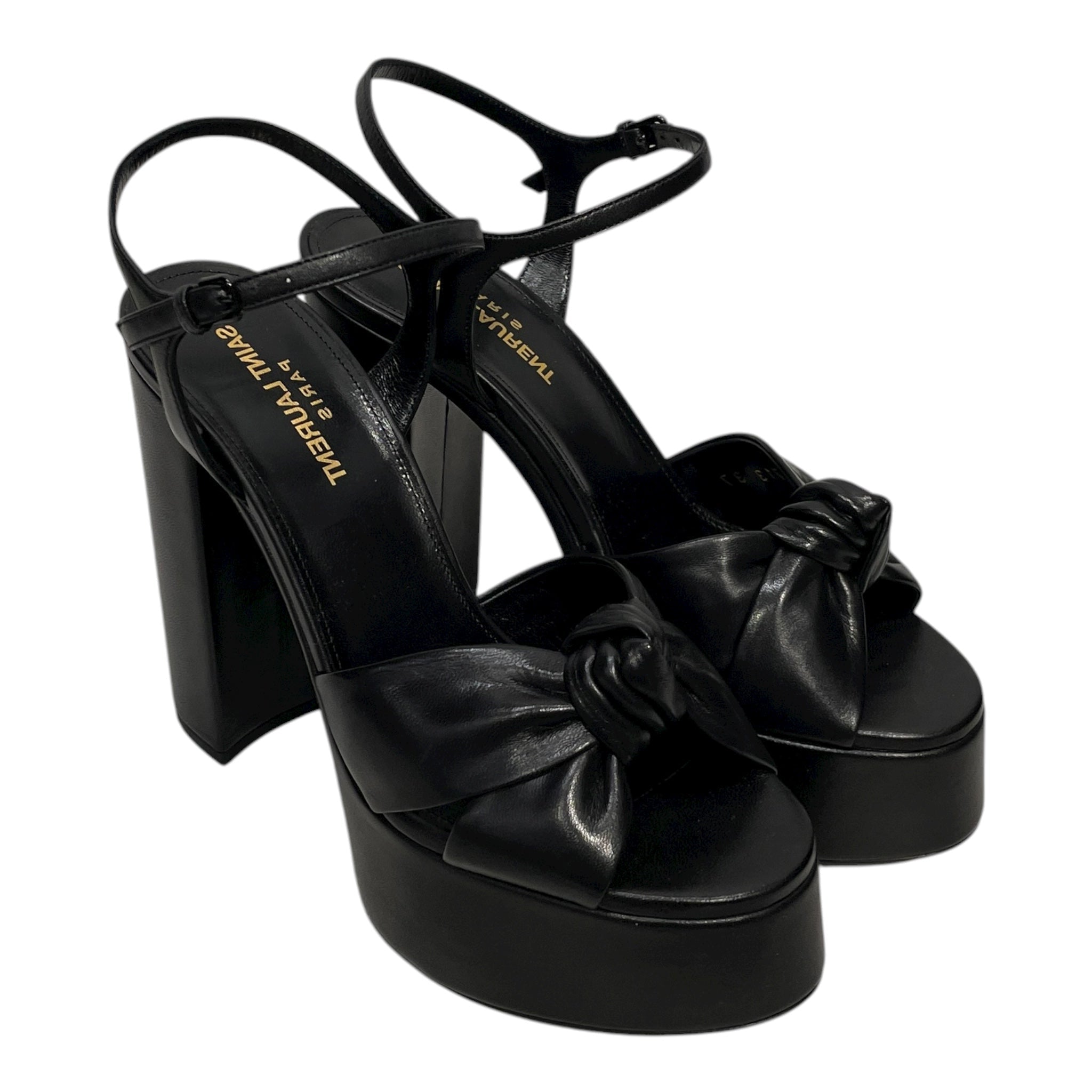 SAINT LAURENT/Heels/EU 37/Leather/BLK/KNOT TOE PLATFORM HEEL view 1