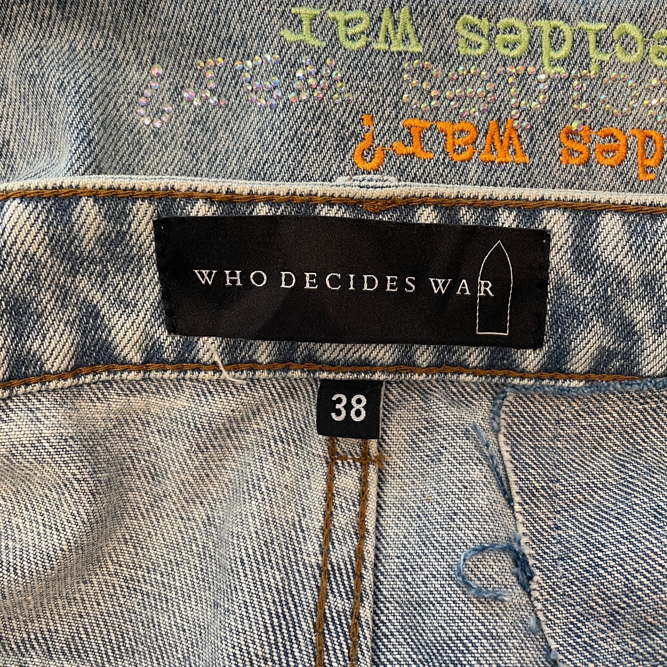 WHO DECIDES WAR/Pants/38/Cotton/BLU/DESTRESSED SIDES/RAINBOW/STUDS view 3