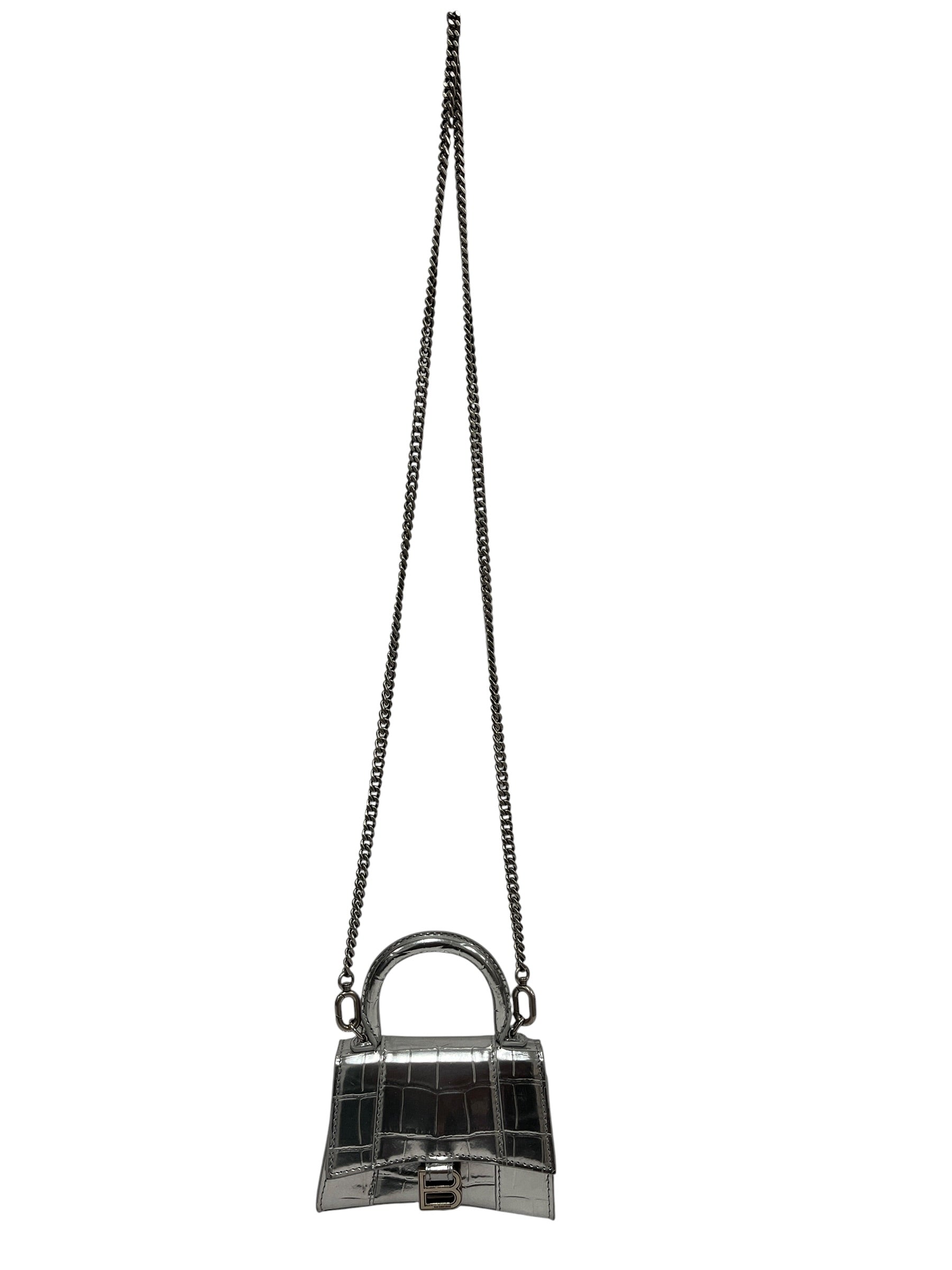 BALENCIAGA/Cross Body Bag/Leather/SLV/PATENT HOURGLASS MINI view 1