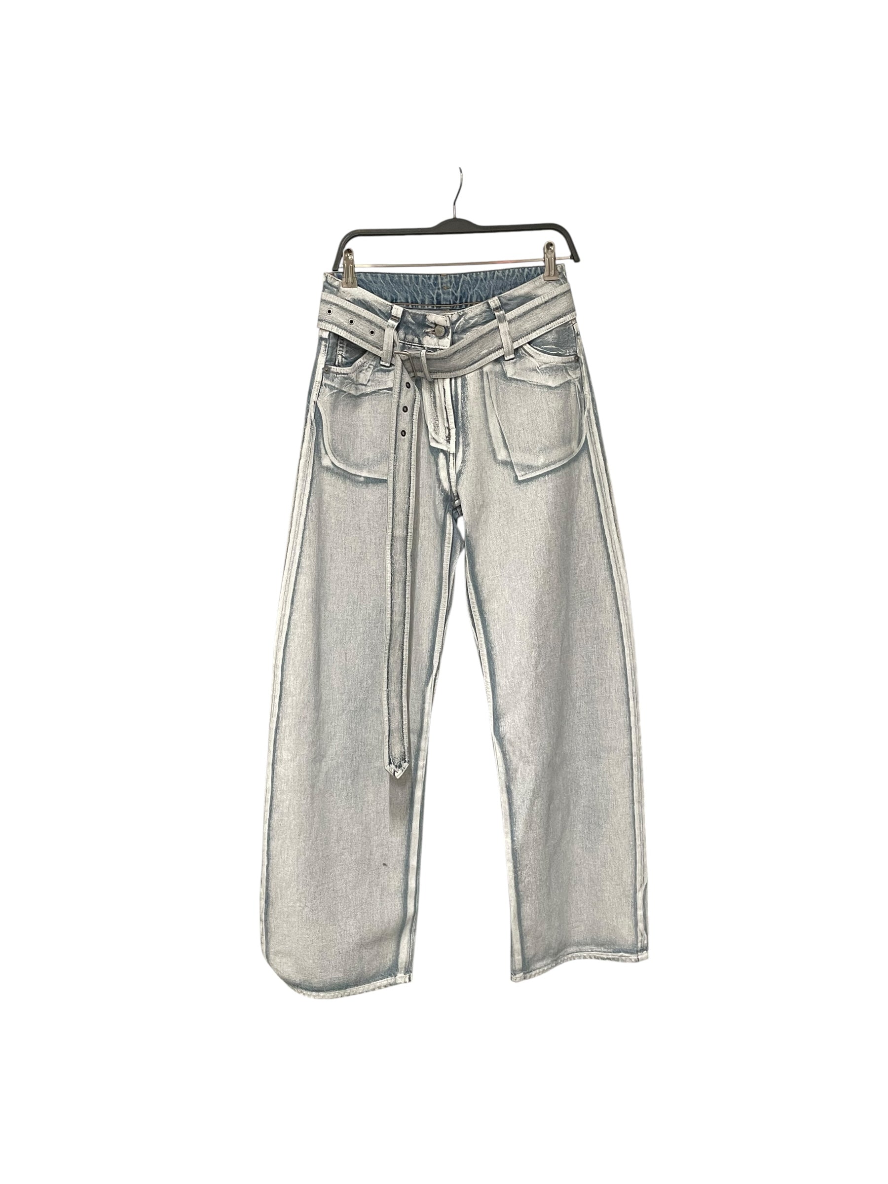 Acne Studios/Wide Leg Pants/34/Cotton/BLU/PRINTED  BELT view 1
