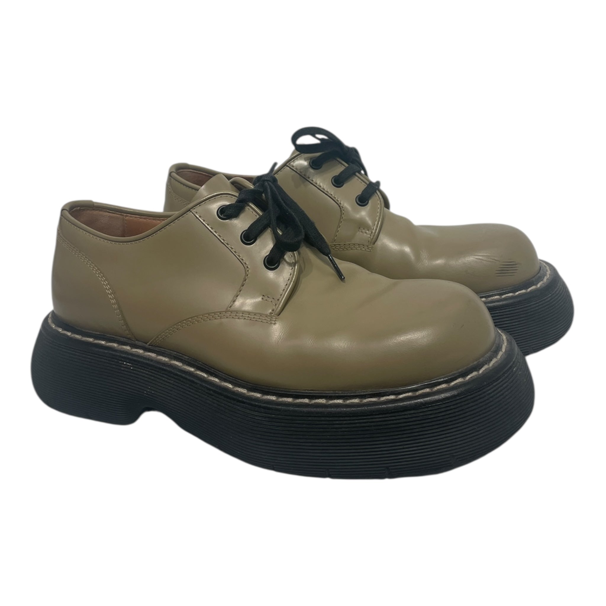 BOTTEGA VENETA/Dress Shoes/US 8.5/Border/Leather/KHK/bottega veneta bounce derby view 1