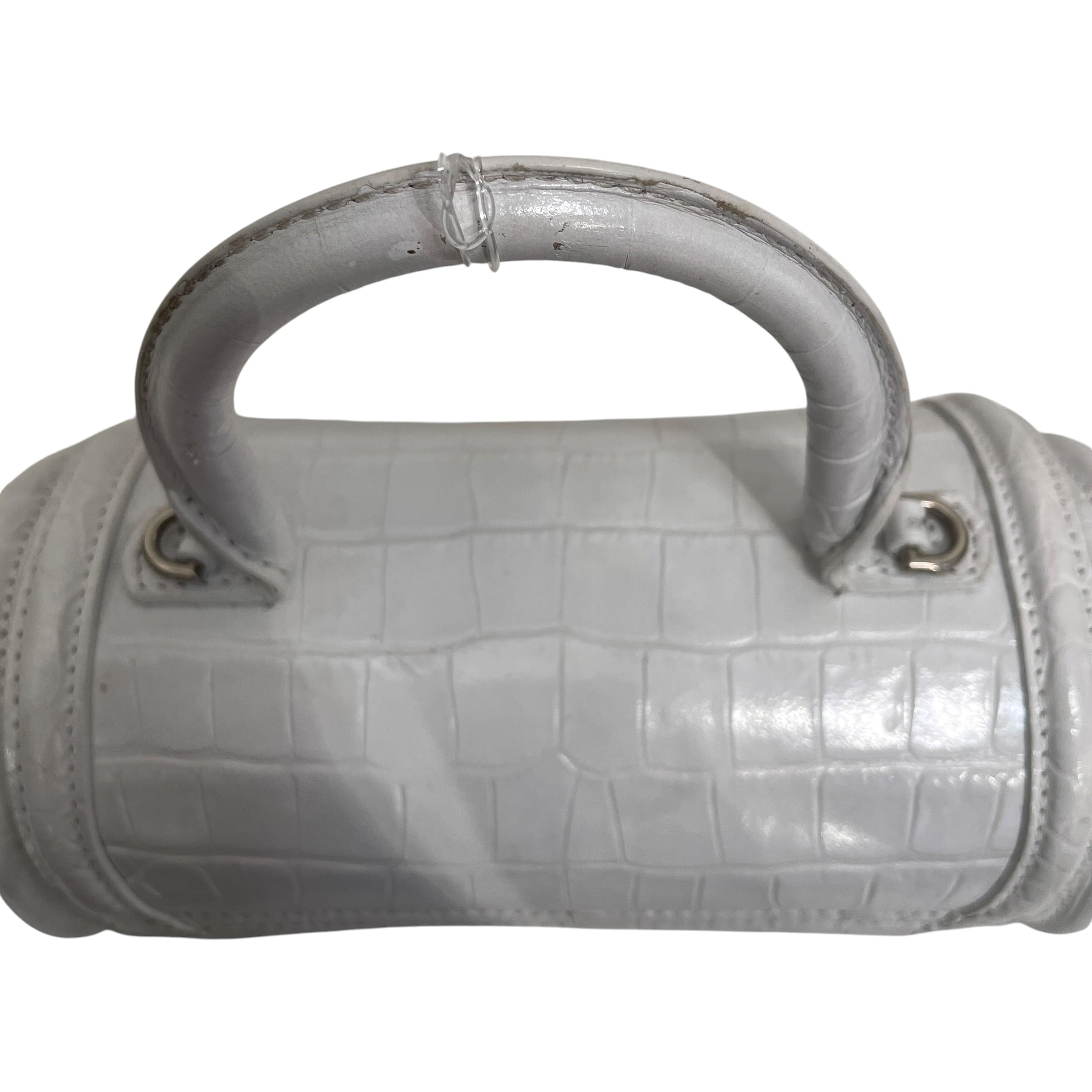 BALENCIAGA/Hand Bag/Leather/WHT/CROC SKIN BARREL BAG view 3
