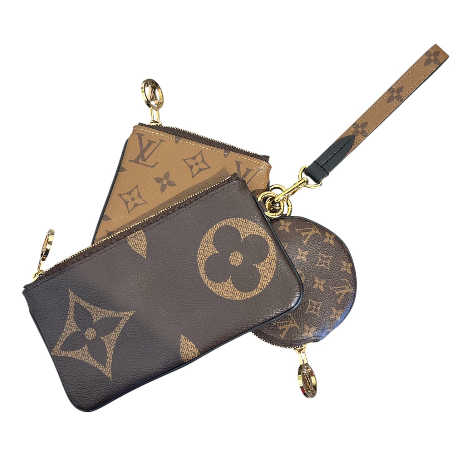 LOUIS VUITTON/Pouch/Monogram/Leather/BRW/trio pouch view 2