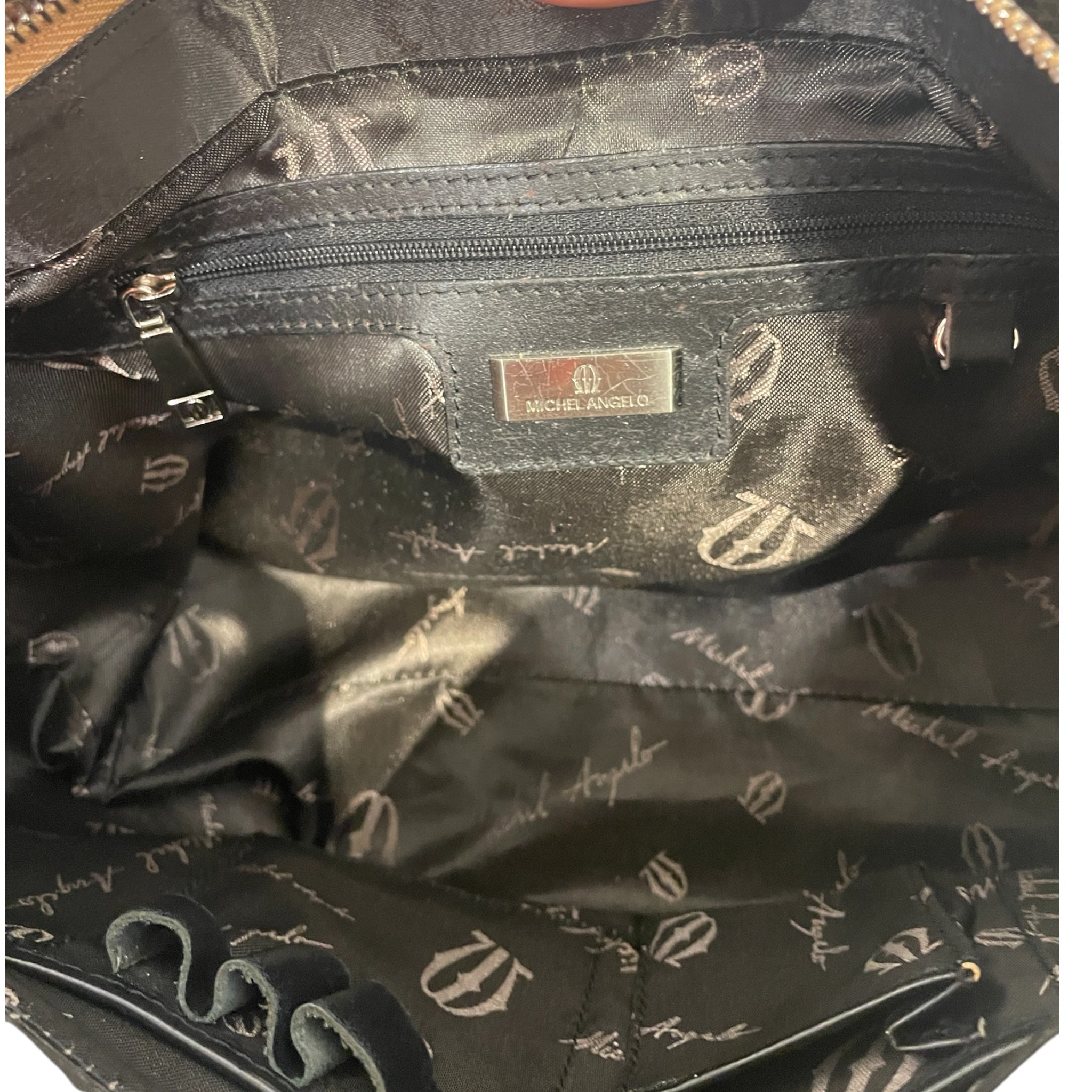 MICHELANGELO/Hand Bag/Animal Pattern/Leather/BLK/GOLD STRAP view 3