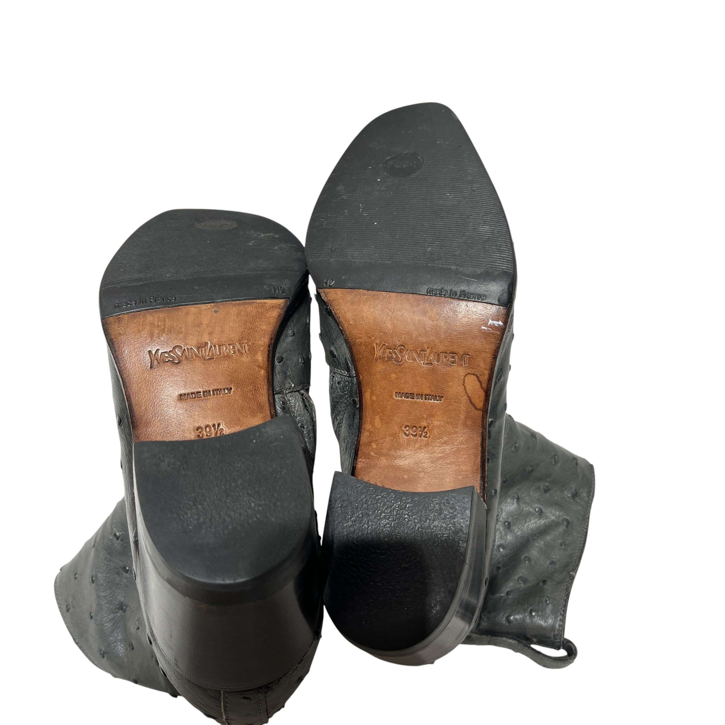 YVES SAINT LAURENT rive gauche/Boots/EU 39.5/Leather/GRY/OSTRICH LEATHER BOOT view 3