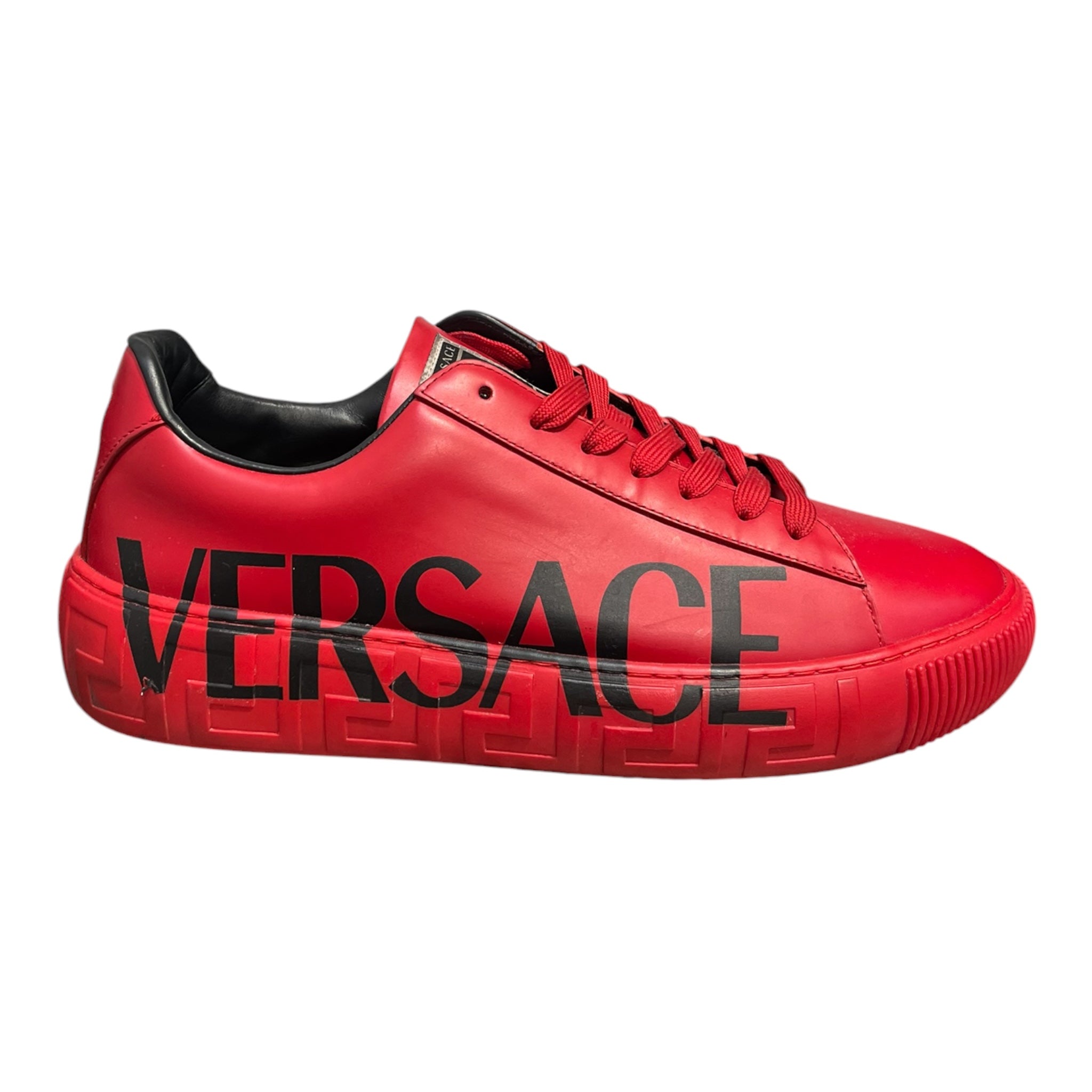 VERSACE/Low-Sneakers/EU 43/Leather/RED/BLK LOGO SIDES view 3